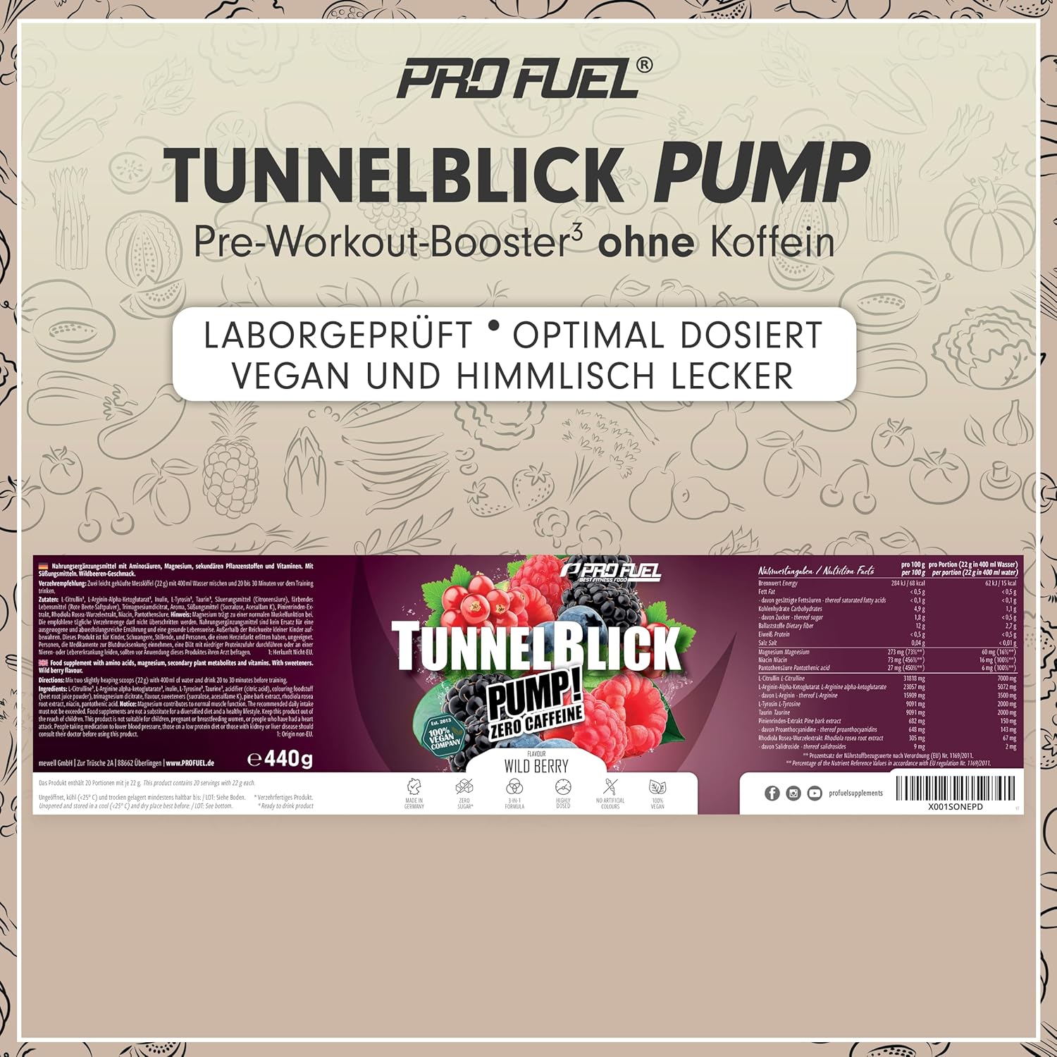 Thumbnail 5 de Tunnelblick Pump Booster³ ohne Koffein WILD BERRY 440g