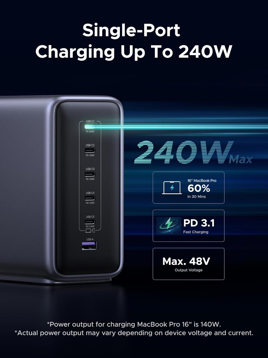 Thumbnail 4 de UGREEN Nexode 500W GaN Charging Station (6-Port) with 240W Single-Port Fast Charging