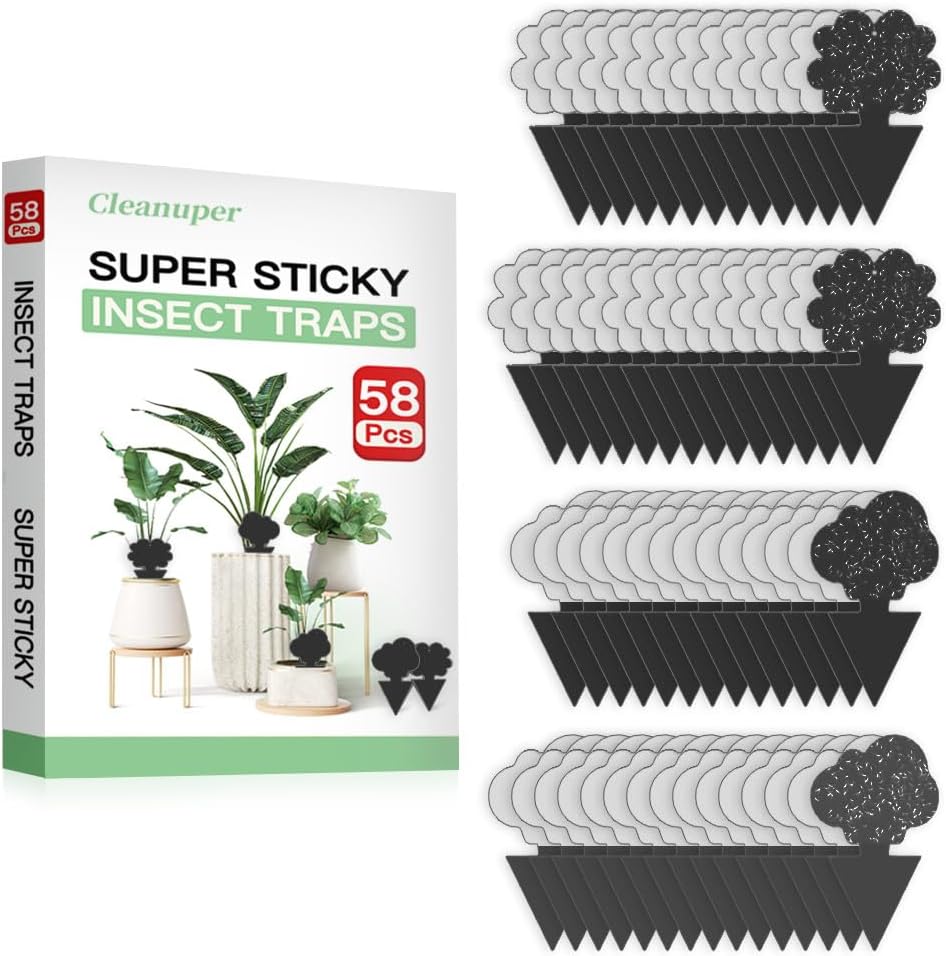 Detalle de Cleanuper 58 black Sticky Traps for Plants, 58-Pack, Double-Sided Adhesive