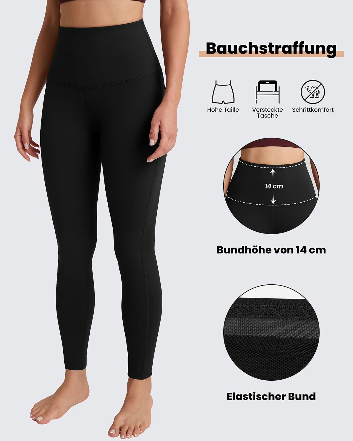 Detalle de QUEENIEKE Women’s High Waisted Yoga Pants 27" with Tummy Control