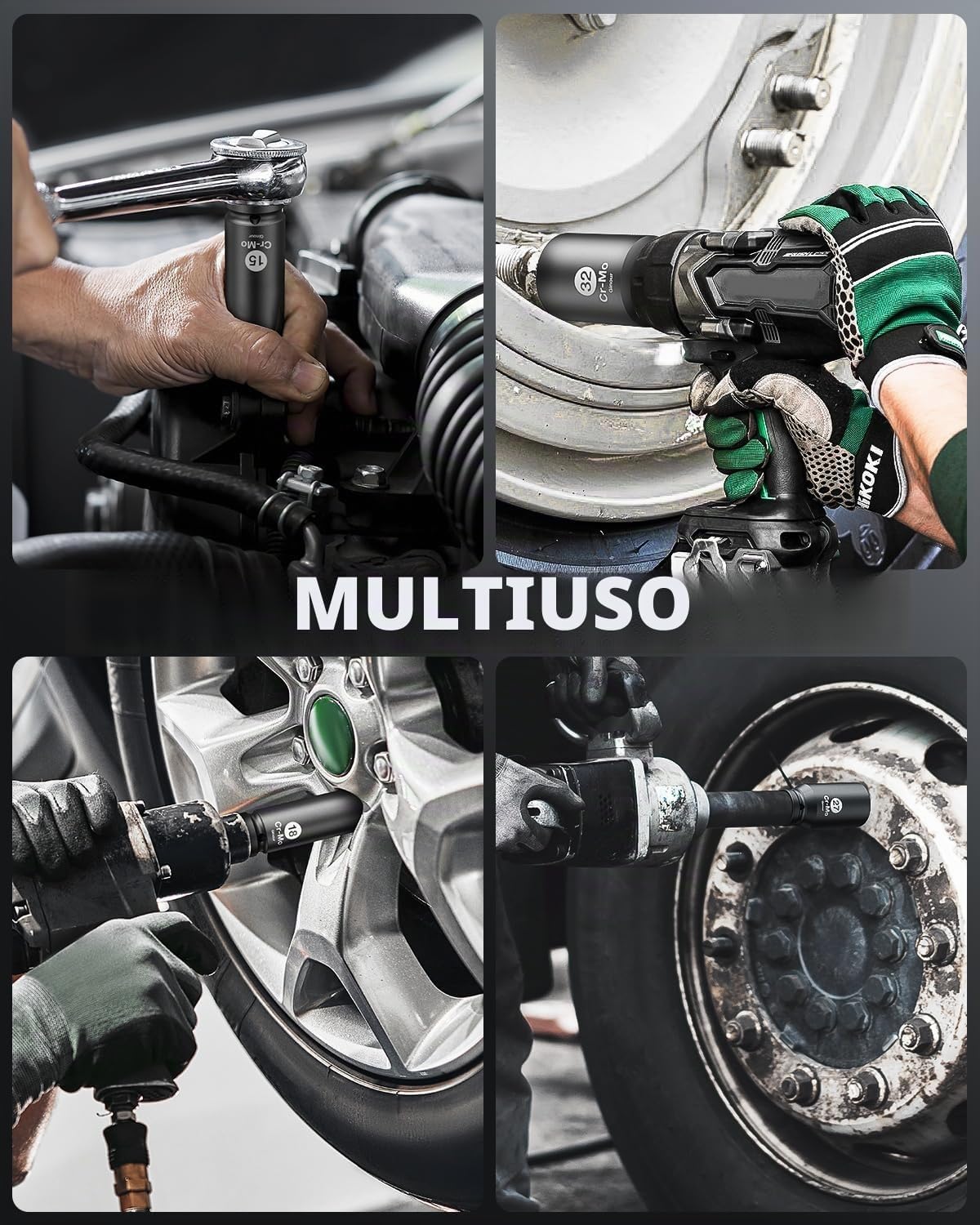 Detalle de Ginour Set Chiavi a Bussola a Impatto 1/2" Cr-Mo – 17 pezzi, 6 punti, con valigetta e prolunghe