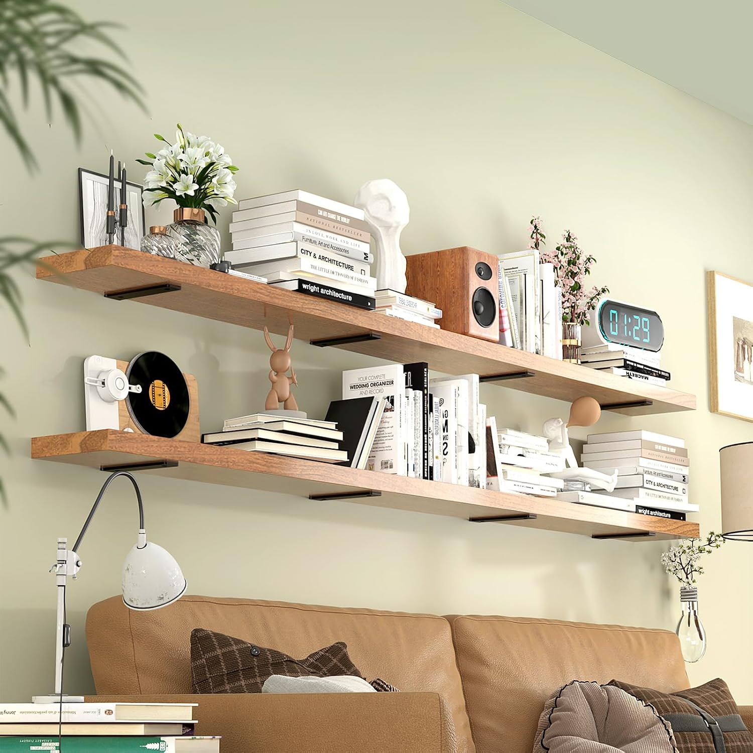 Thumbnail 6 de Yeabett 2 Pack Shelf Brackets 20cm (Heavy Duty) – Wall-Mounted, 75kg Load Capacity, Black