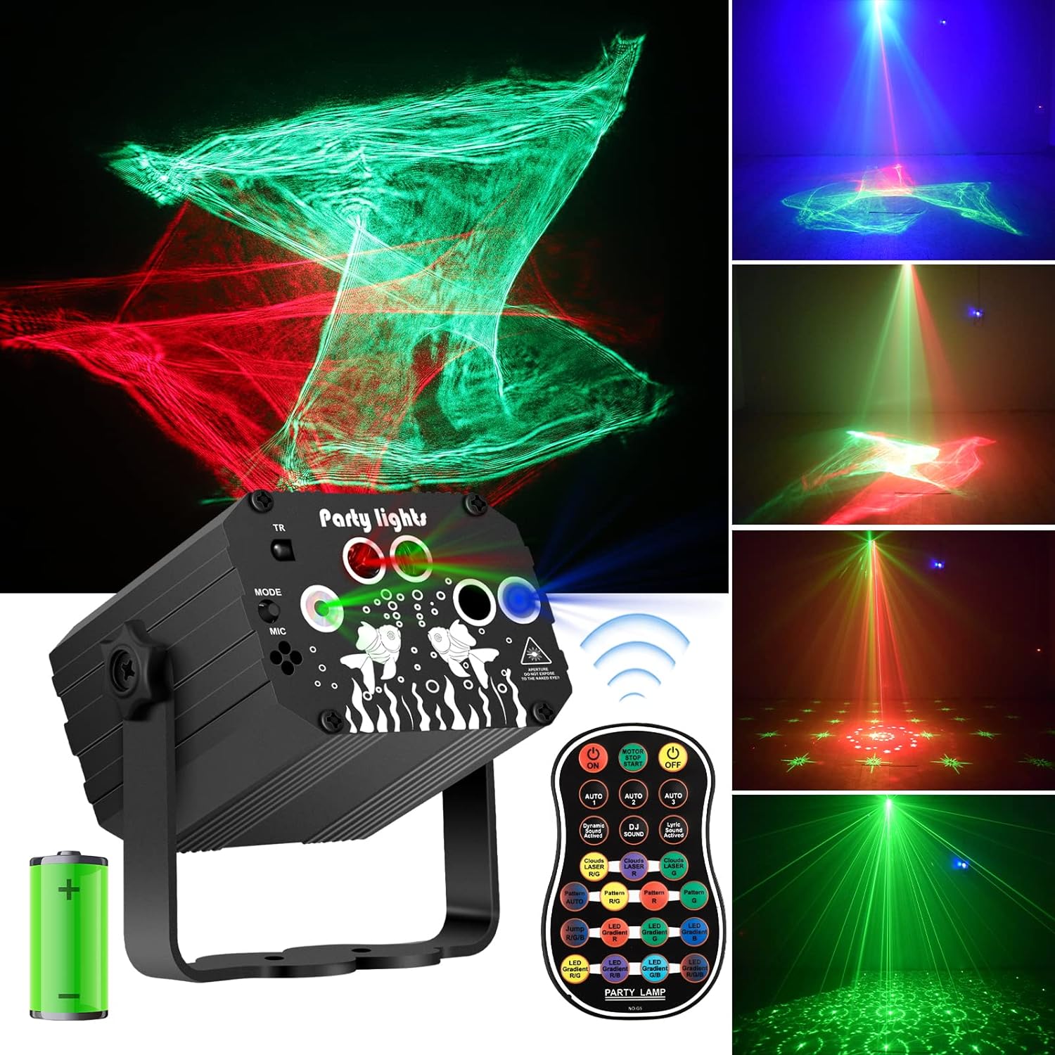 Detalle de Enjoyedled DQ-R90L DJ Party Light with RGB, Laser, and Sound Activation