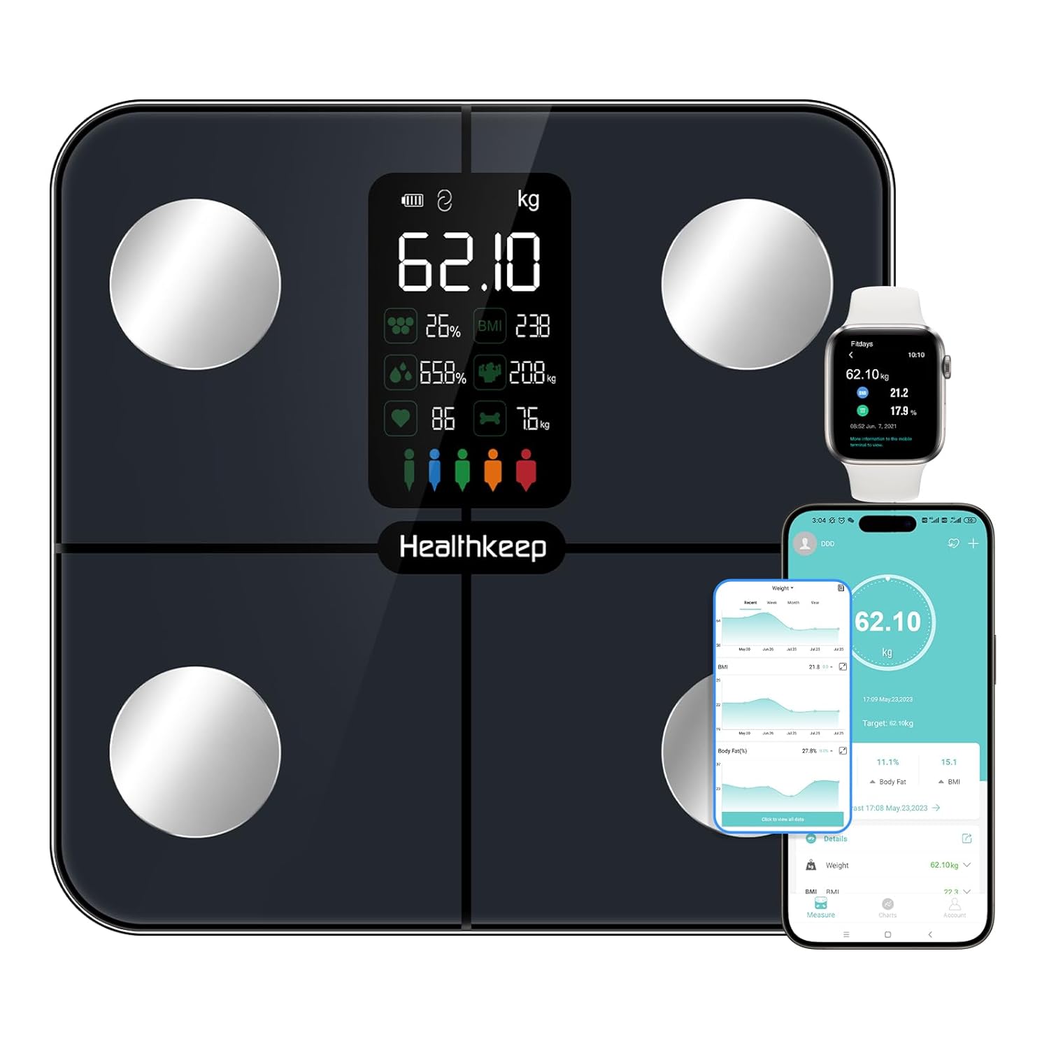 Detalle de Healthkeep Body Fat Scale 180kg smart scales