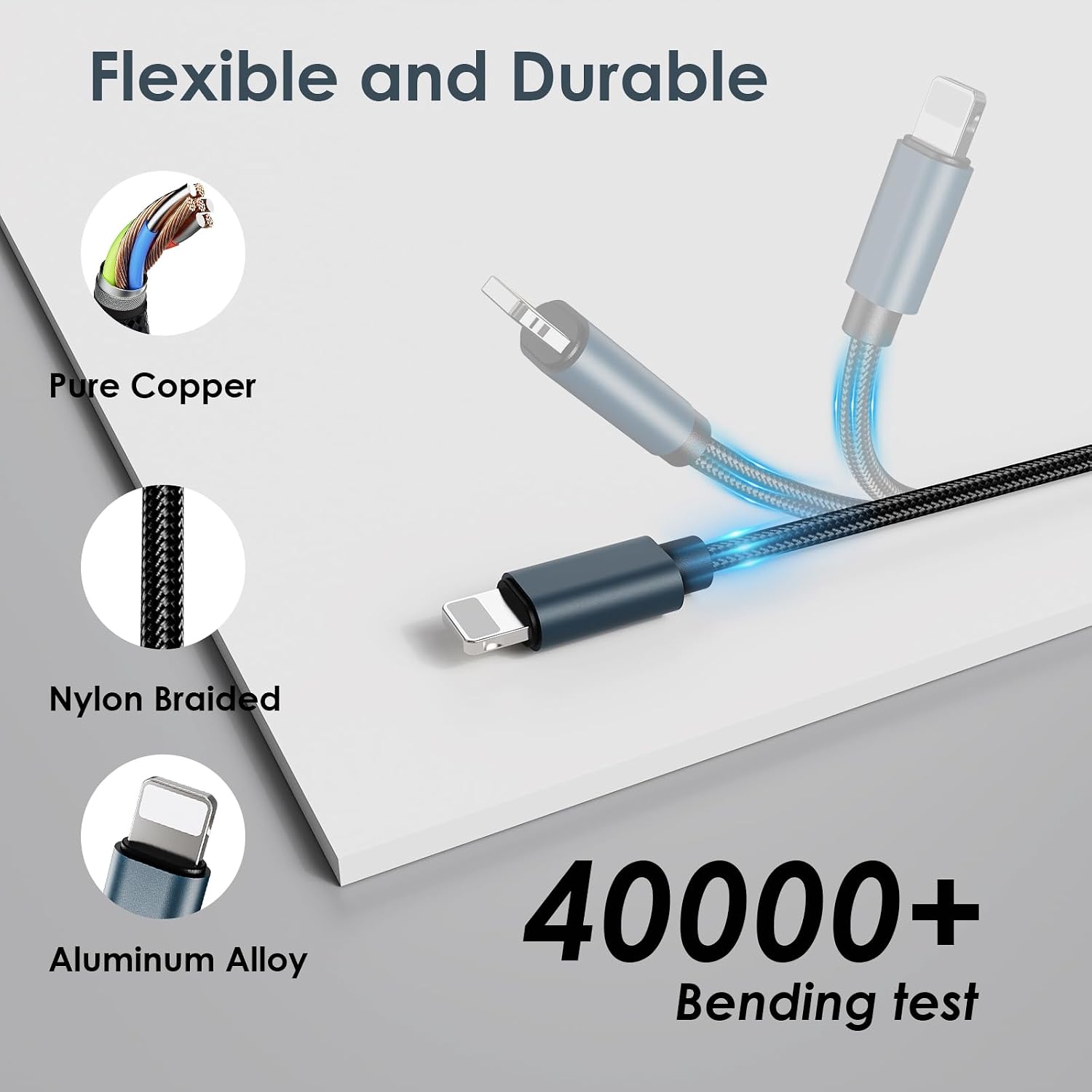 Thumbnail 2 de Travel Essentials Apple Watch Charger: 8-inch 3-in-1 USB-C Multi-Charging Cable for iWatch & iPhone