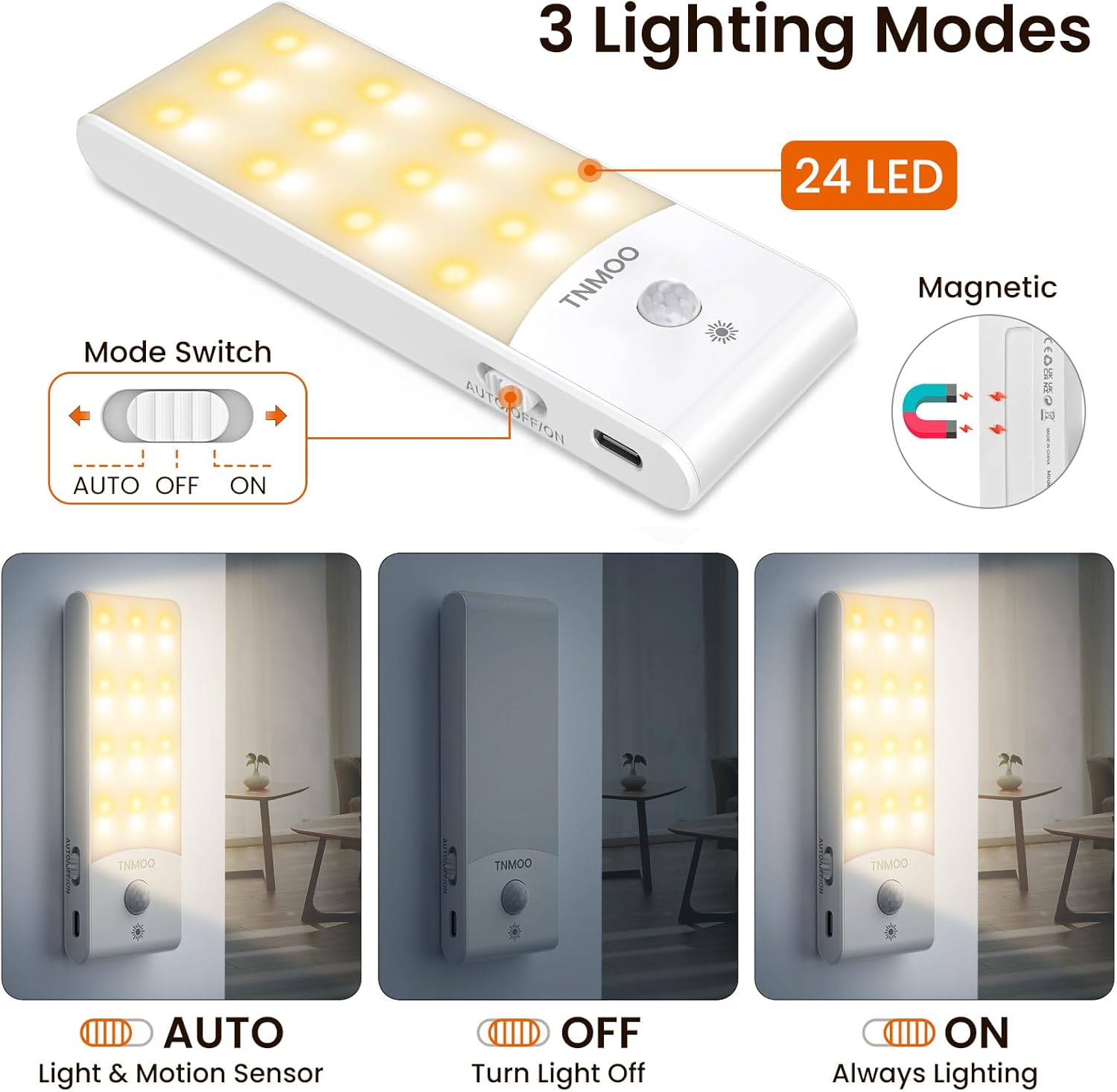 Detalle 2 de TNMOO Luz Armario Sensor Movimiento 48LED