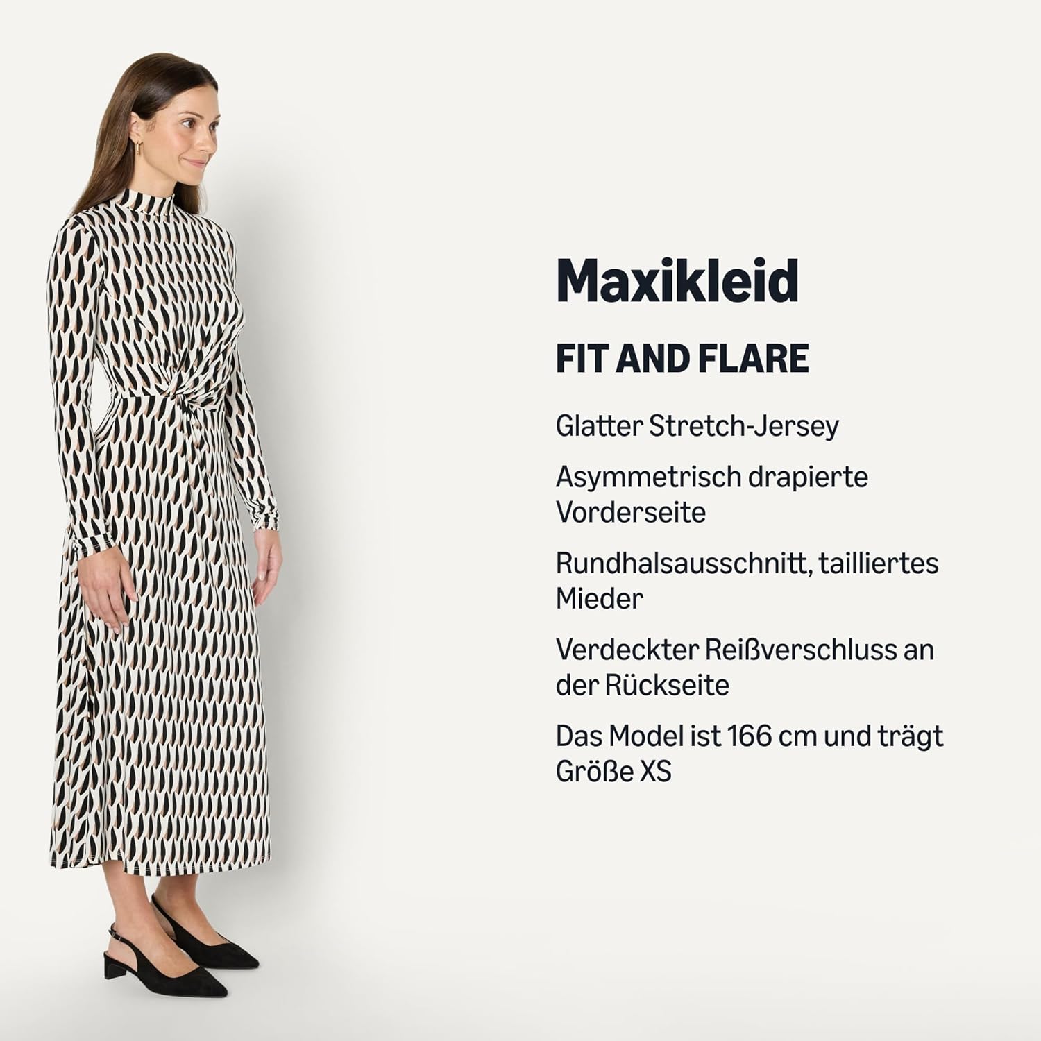 Thumbnail 3 de Amazon Essentials Damen Maxikleid mit Taillierung und Drapierung – ärmellanges Fit-&-Flare mit Stretch-Jersey