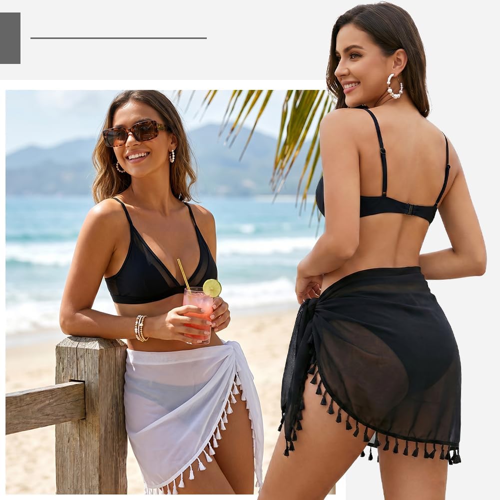 Thumbnail 2 de Aomig kort strandkjol för kvinnor – lätt bikiniöverdrag i bohemisk stil