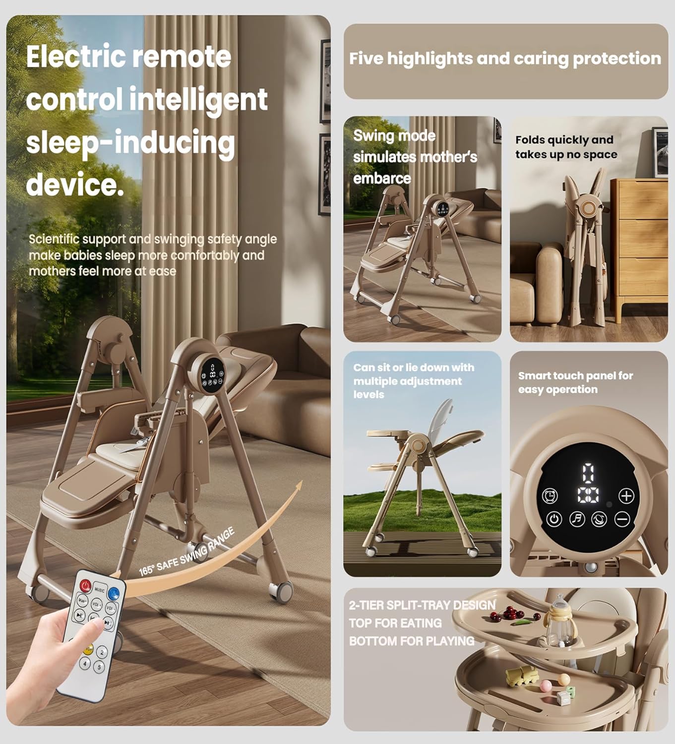 Thumbnail 2 de Magic ZC E8121 Grey seggiolone elettrico pieghevole con Bluetooth e doppio vassoio