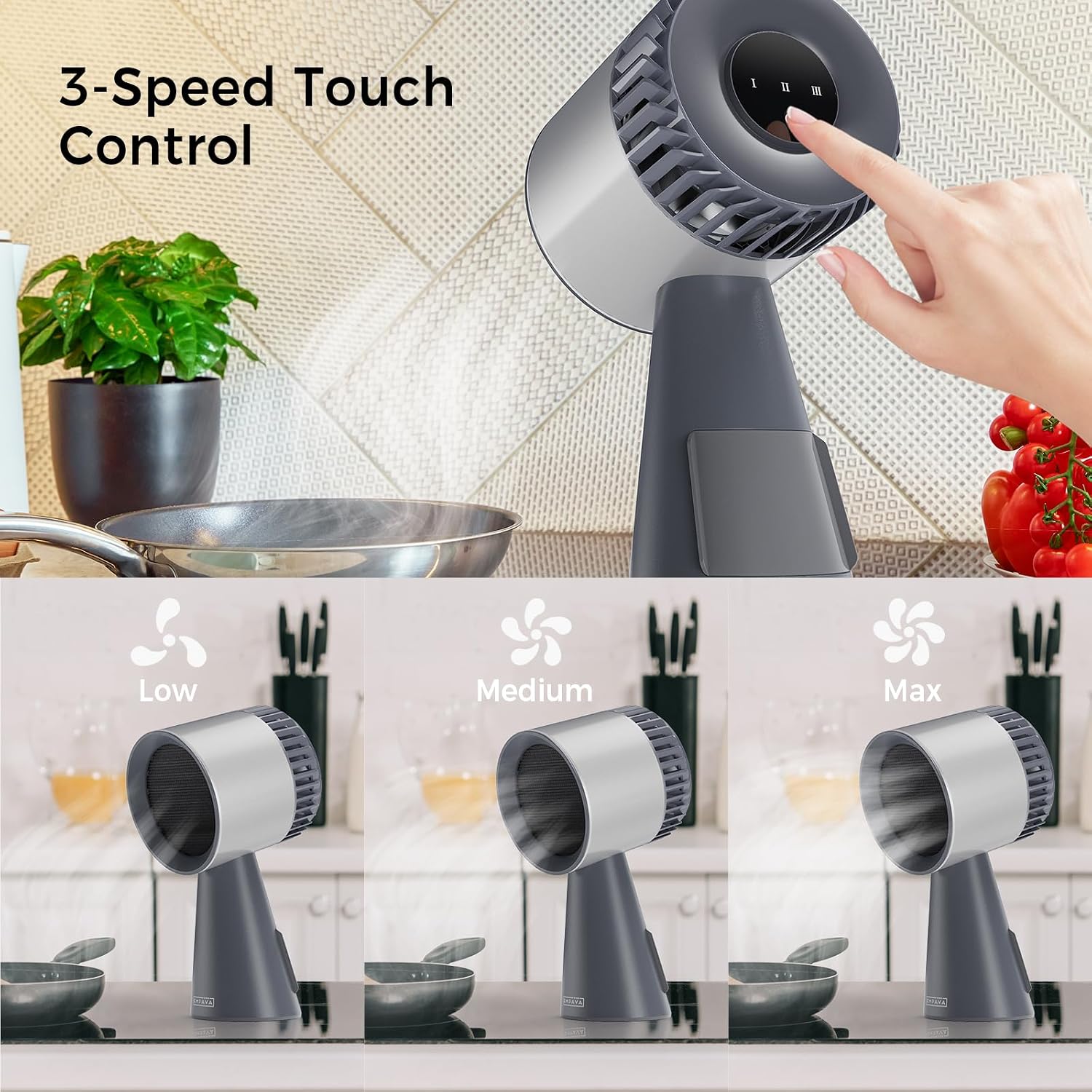 Thumbnail 3 de Empava Portable Range Hood, 3-Speed Fan, Oil Collector, Silver Grey