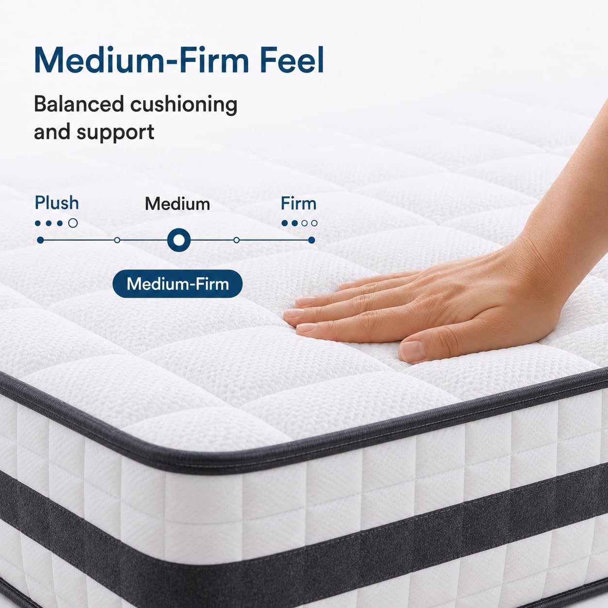 Detalle de Twirest Double Mattress 4FT6 – Hybrid Memory Foam & Pocket Sprung, 135 x 190 x 22 cm