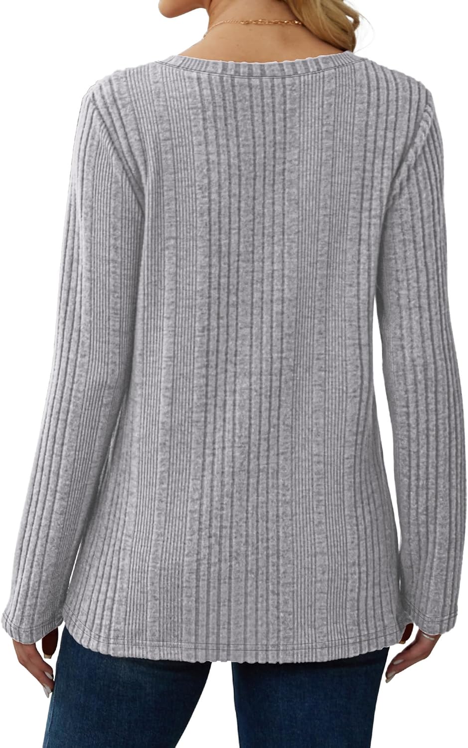 Thumbnail 3 de GLEENOD Damen Pullover mit V-Ausschnitt – leichter Langarm-Sweatshirt für Winter & Frühling