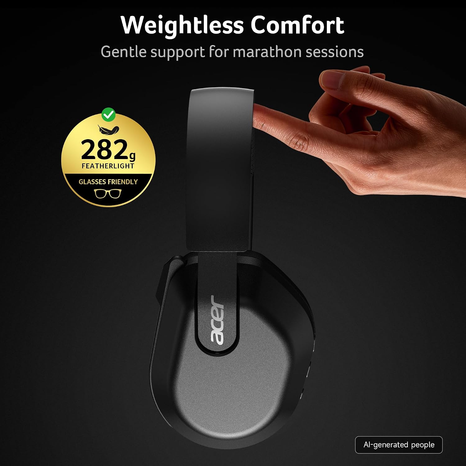 Thumbnail 5 de Acer Wireless Gaming Headset for PS5/PS4, PC & Mac — 2.4GHz + Bluetooth 6.0 with Flip-to-Mute Mic (White)