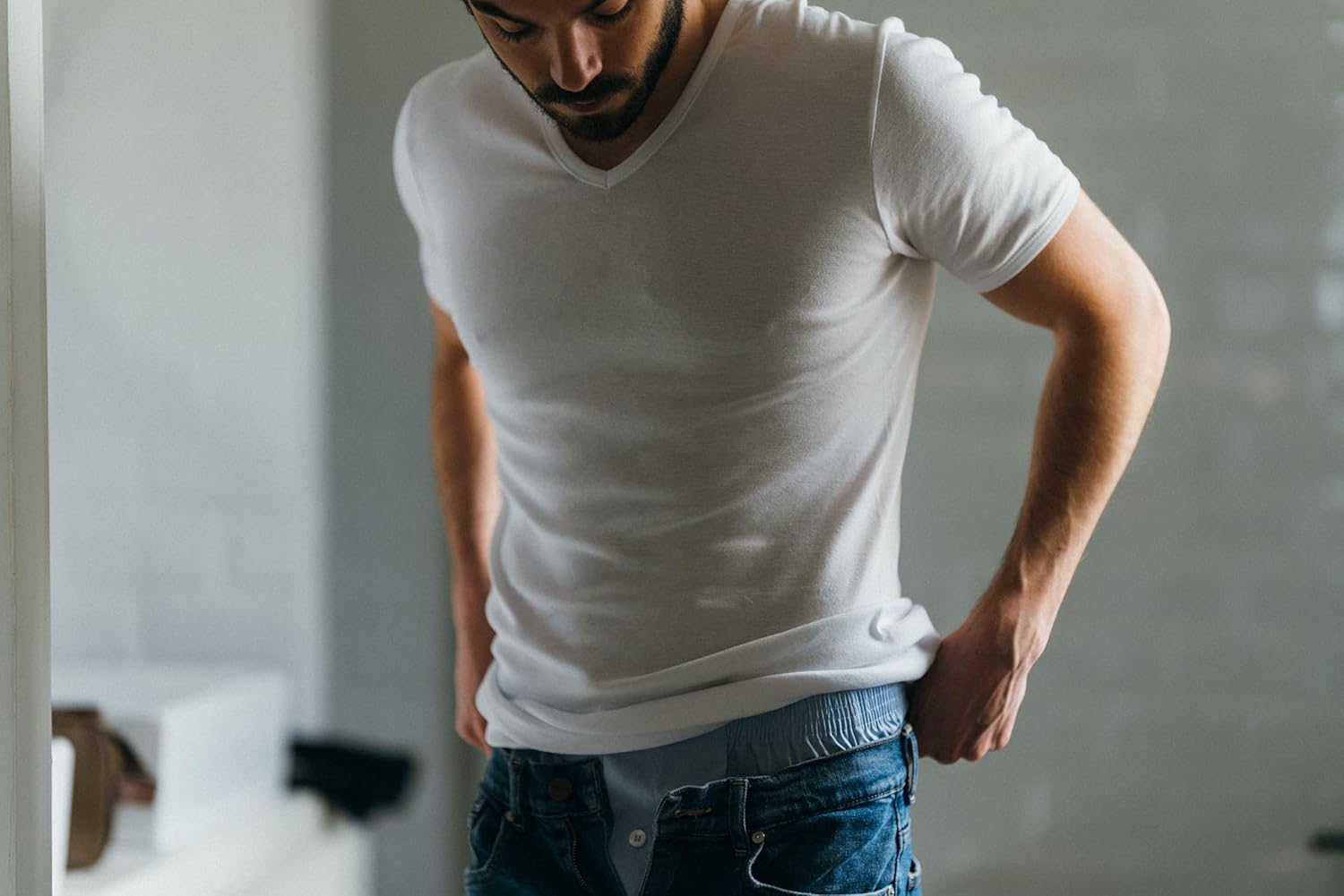 Thumbnail 3 de Eminence - T-shirt Col V pour Homme en Côte Fine 100% Coton Peigné, Sans Couture Côté, Invisible Sous Chemise