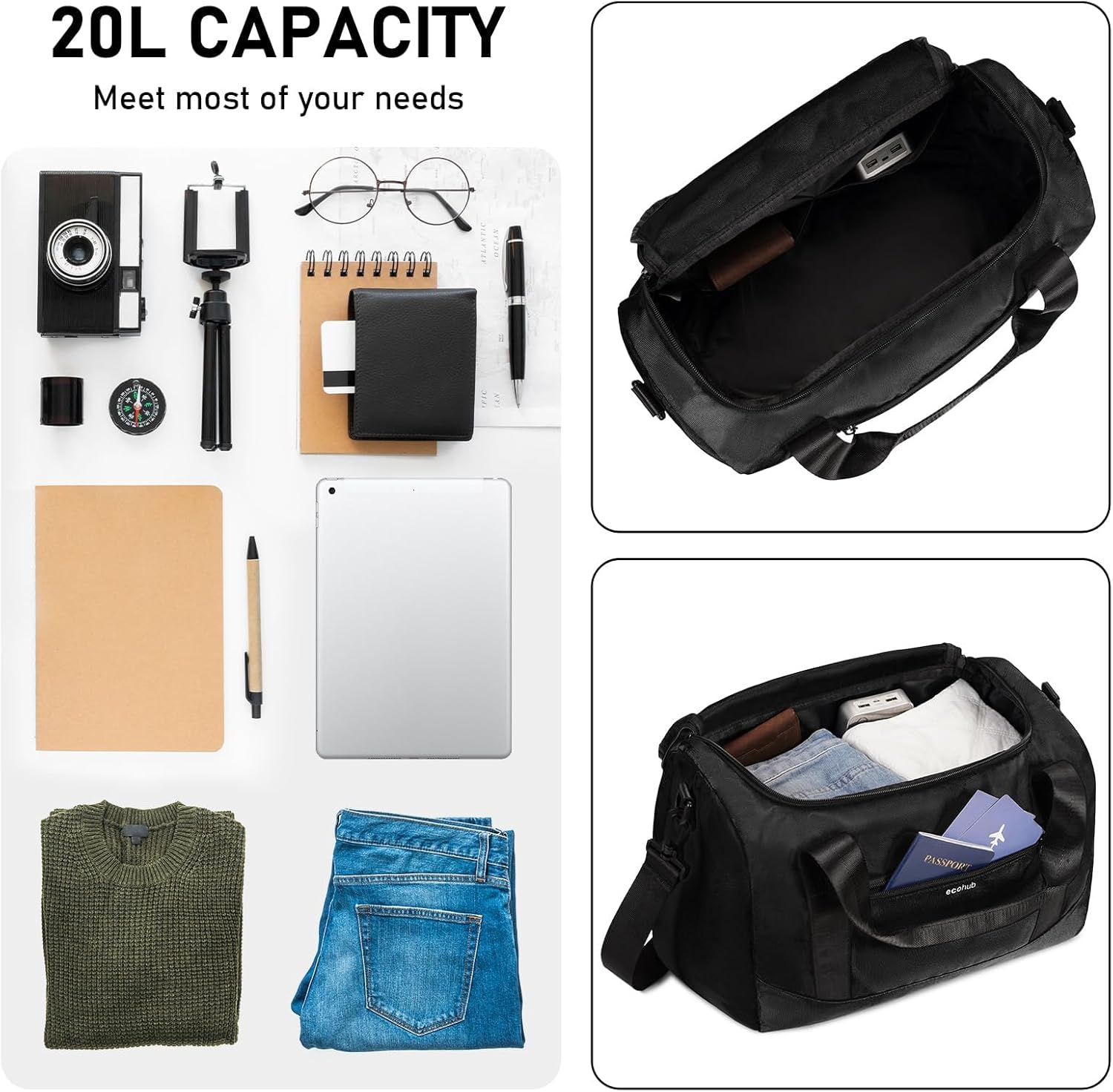 Thumbnail 2 de ECOHUB Ryanair cabin bag 40x20x25 underseat travel bag with trolley sleeve