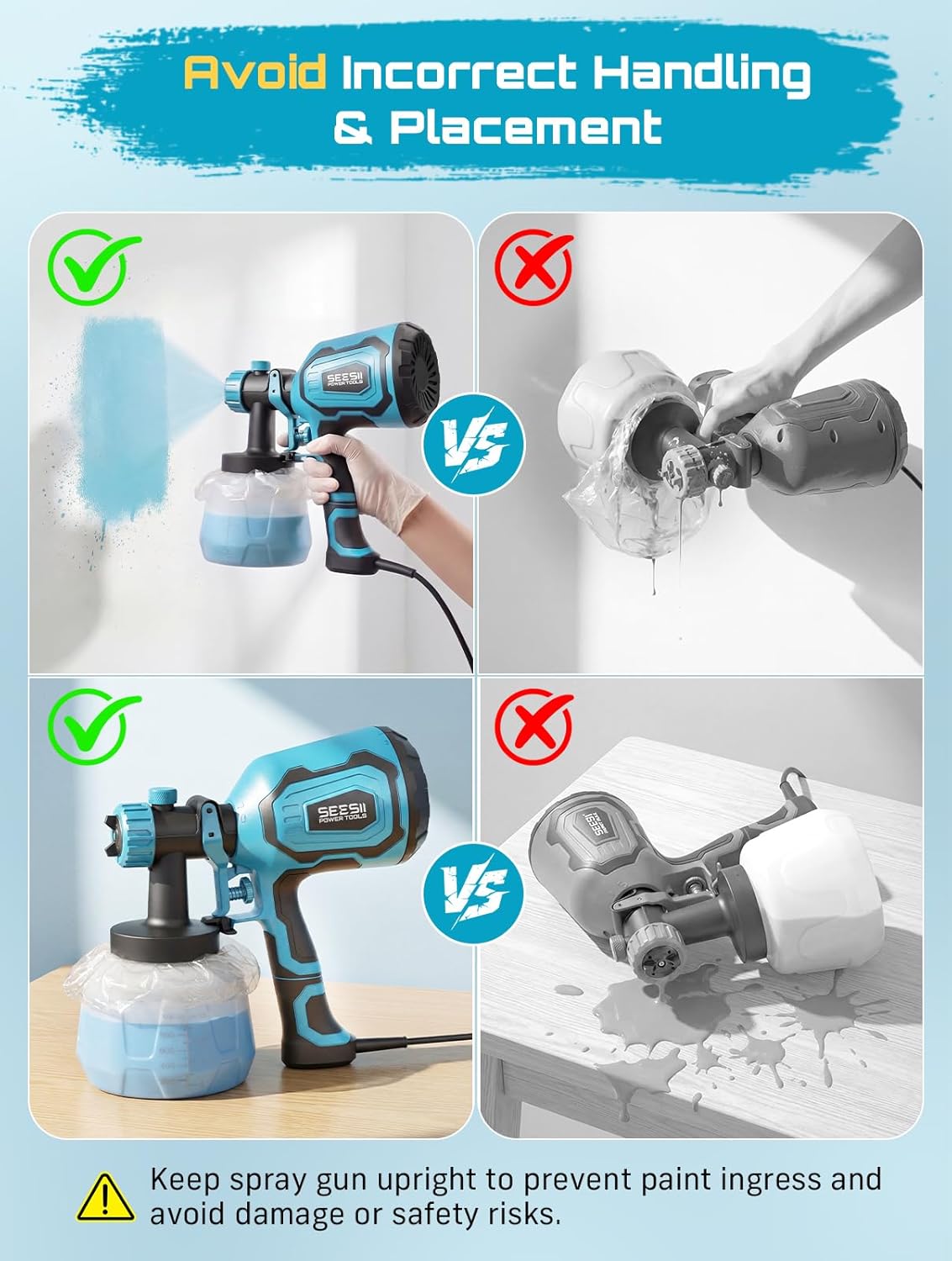 Detalle 2 de Seesii KLA-023B 700W HVLP Paint Sprayer with 4 Brass Nozzles