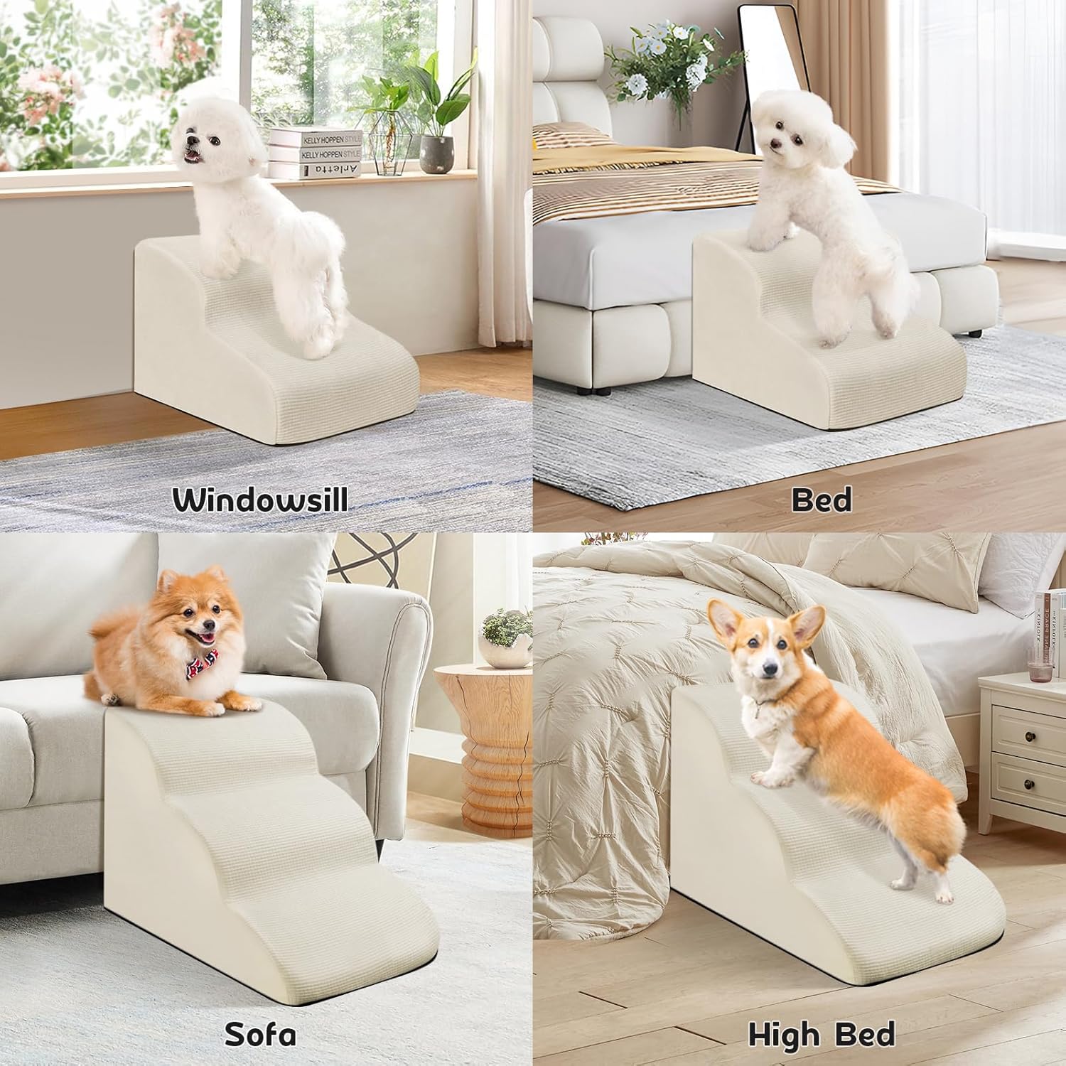 Thumbnail 5 de Dog Ramp Stairs 2 Steps for Small Dogs and Cats — Light Beige
