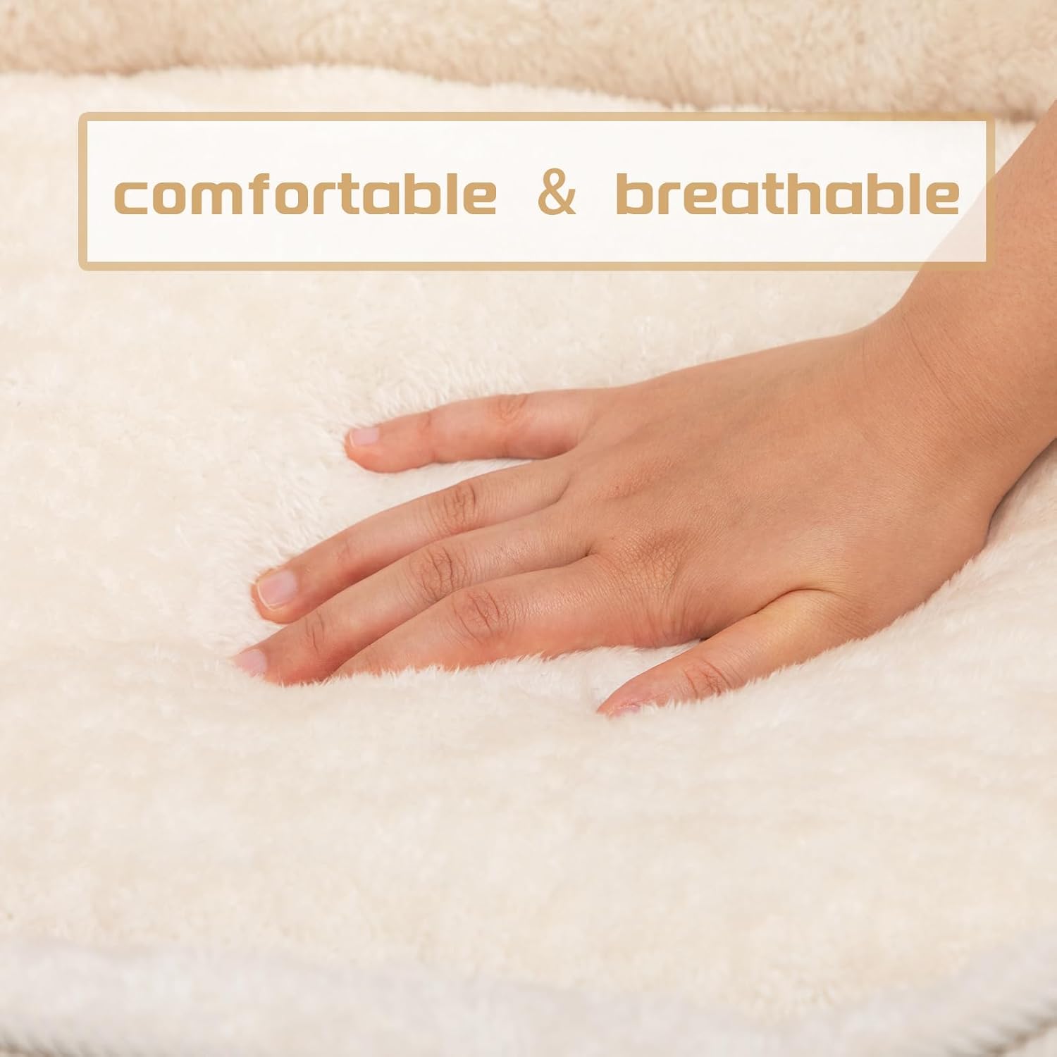 Thumbnail 5 de Hollypet Panier pour chat et chiot : lit coussin doux et respirant beige (55 × 45 × 15 cm)