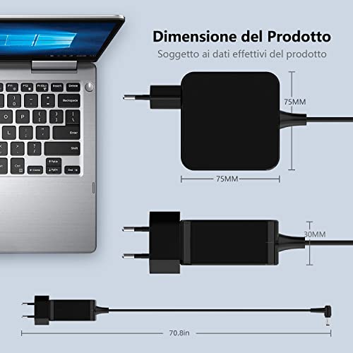 Detalle de VUOHOEG 65W Caricatore Portatile per Lenovo IdeaPad – Alimentatore 20V 3,25A, con connettore 4,0×1,7 mm