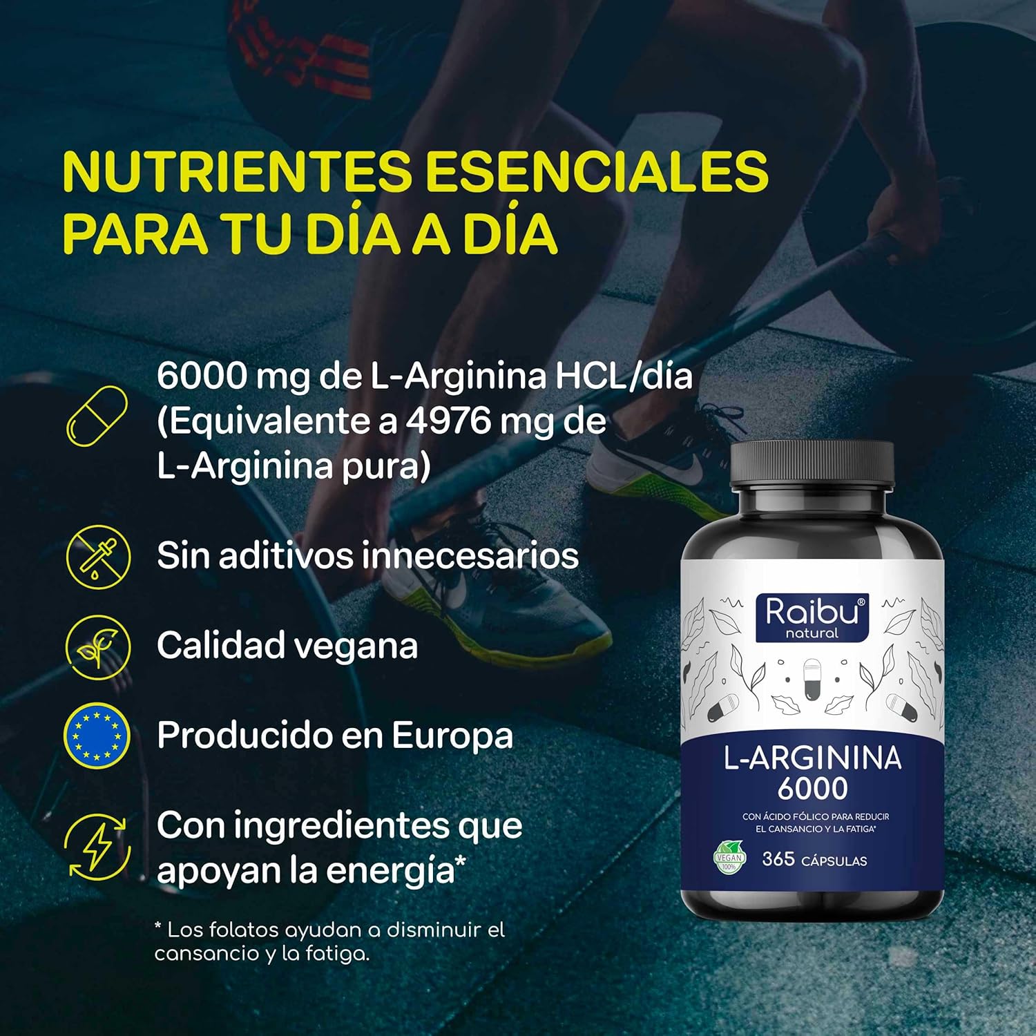 Thumbnail 1 de L-Arginina 365 Cápsulas Veganas 💊 Alta Dosificación Purísima