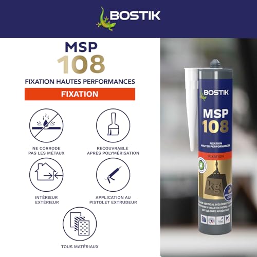 Detalle de BOSTIK MSP 108 Original – Mastic de Fixation Hautes Performances, 290 ml