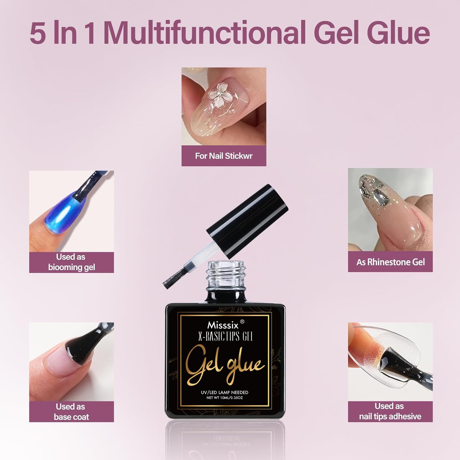 Detalle 1 de Misssix Short Almond Gel Nail Tips Kit 216Pcs