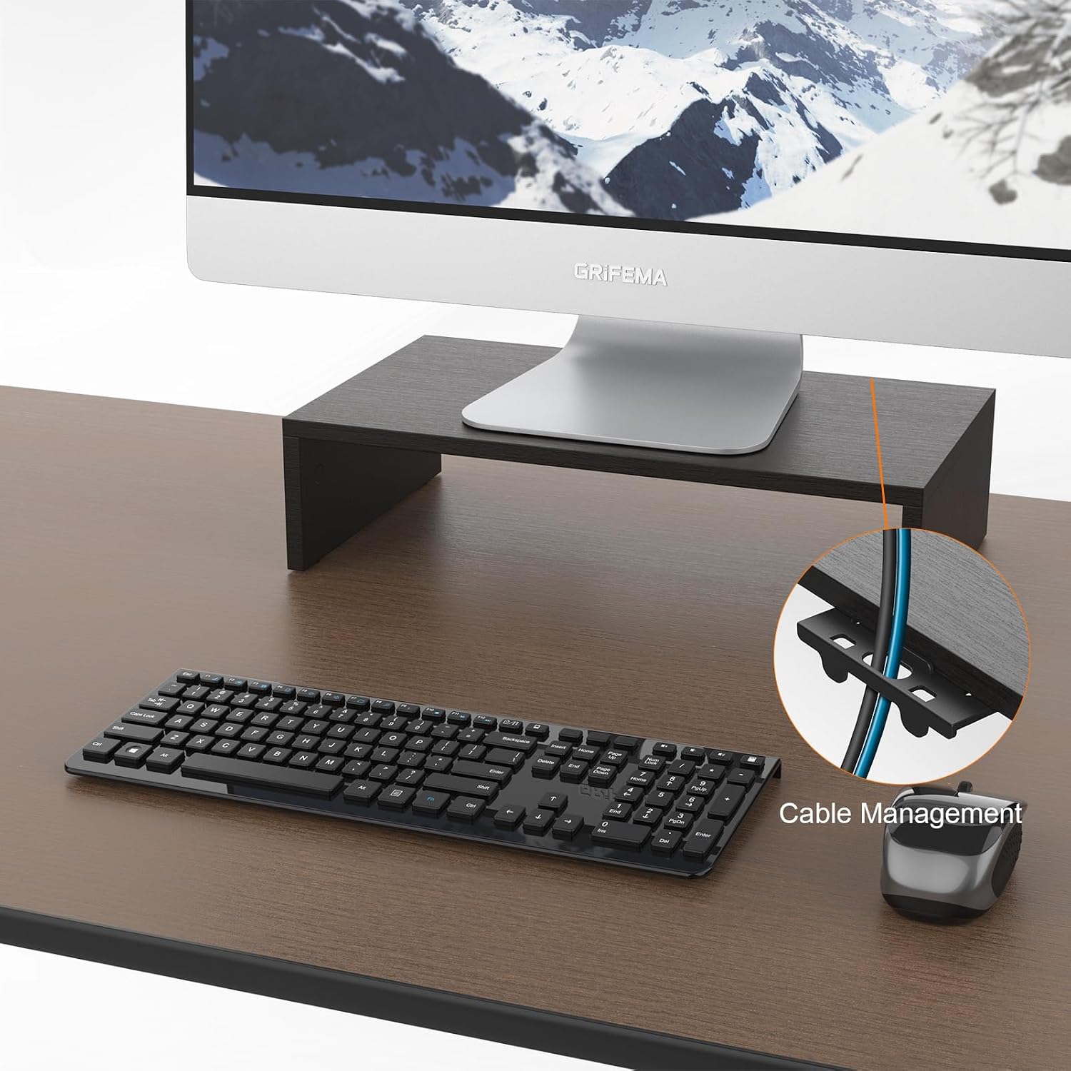 Thumbnail 4 de GRIFEMA Monitorständer mit 10,4 cm Höhe und Unterbau (für Monitor, Laptop, iMac, PC) – Schwarz