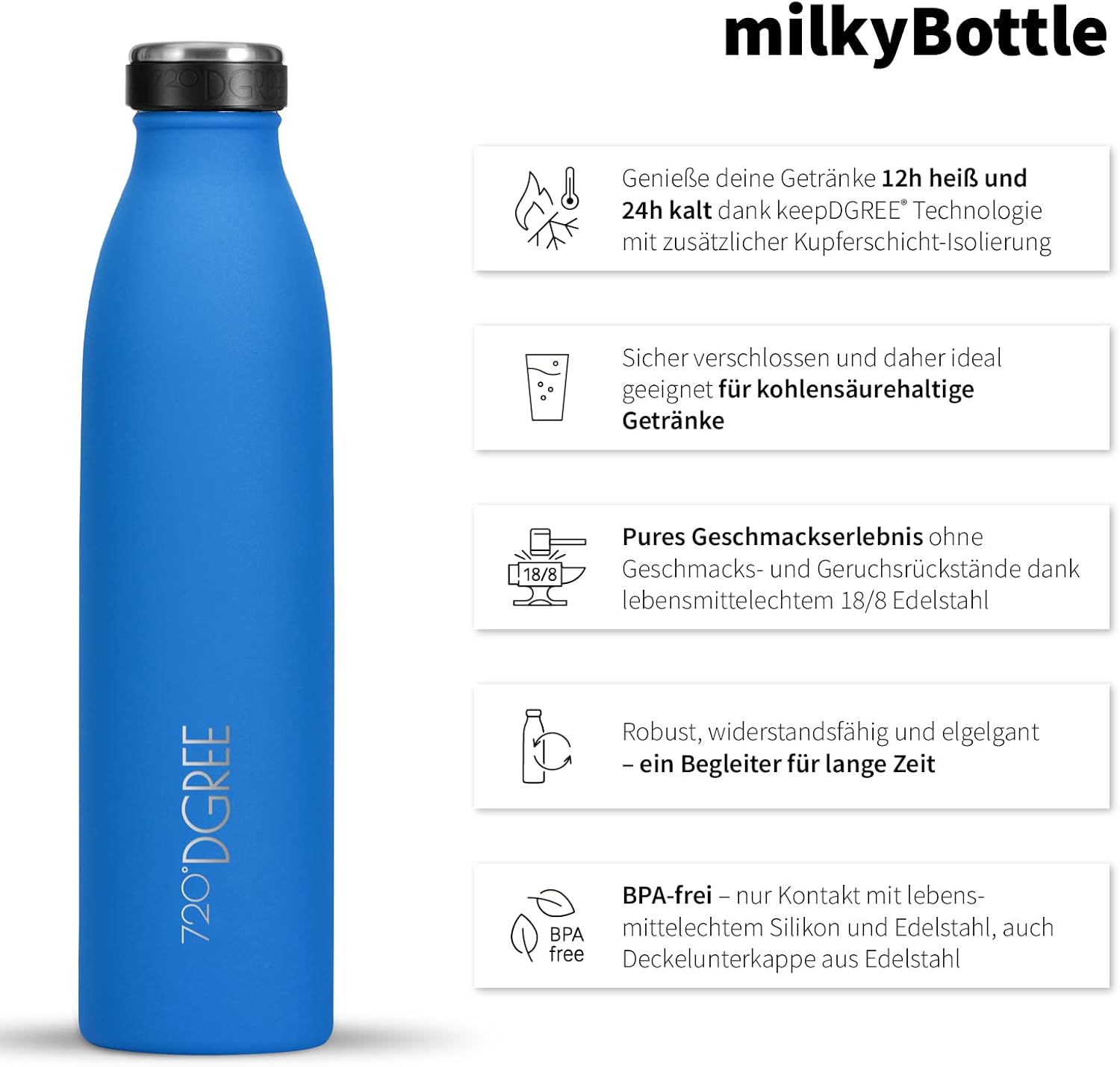 Thumbnail 1 de 720°DGREE milkyBottle Botella Acero Inoxidable 350ml 🥤