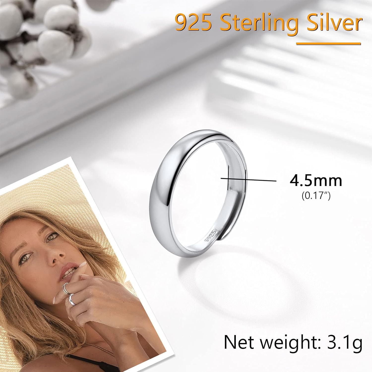 Thumbnail 4 de Bague ouverte femme PROSILVER en argent 925, anneau réglable forme lune, étoile, feuille ou celtique