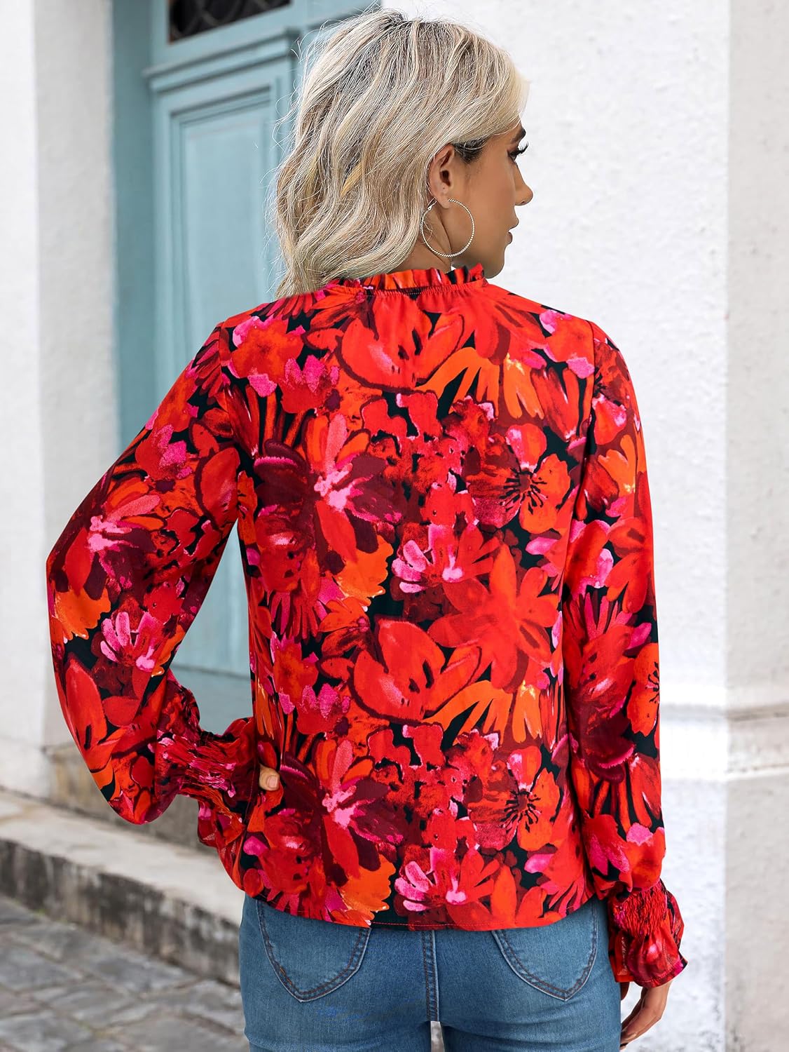 Thumbnail 5 de MASCOMODA V Neck Floral Long Sleeve Top