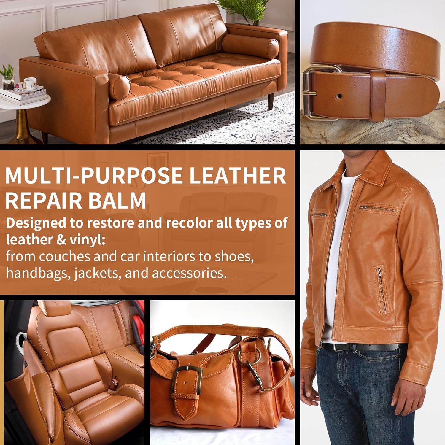 Thumbnail 4 de Leather Recoloring Balm and Scratch Repair Kit (Light Brown) – Leather Restorer for Couches, Furniture, Car Seats & More