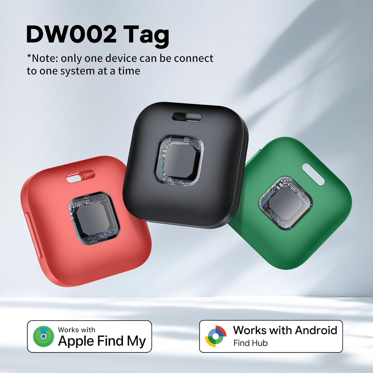 Thumbnail 1 de DW002 Tracker Tags Lot de 3 – Certifiés Apple & Google, Localisateur Bluetooth pour clés, sacs et valises