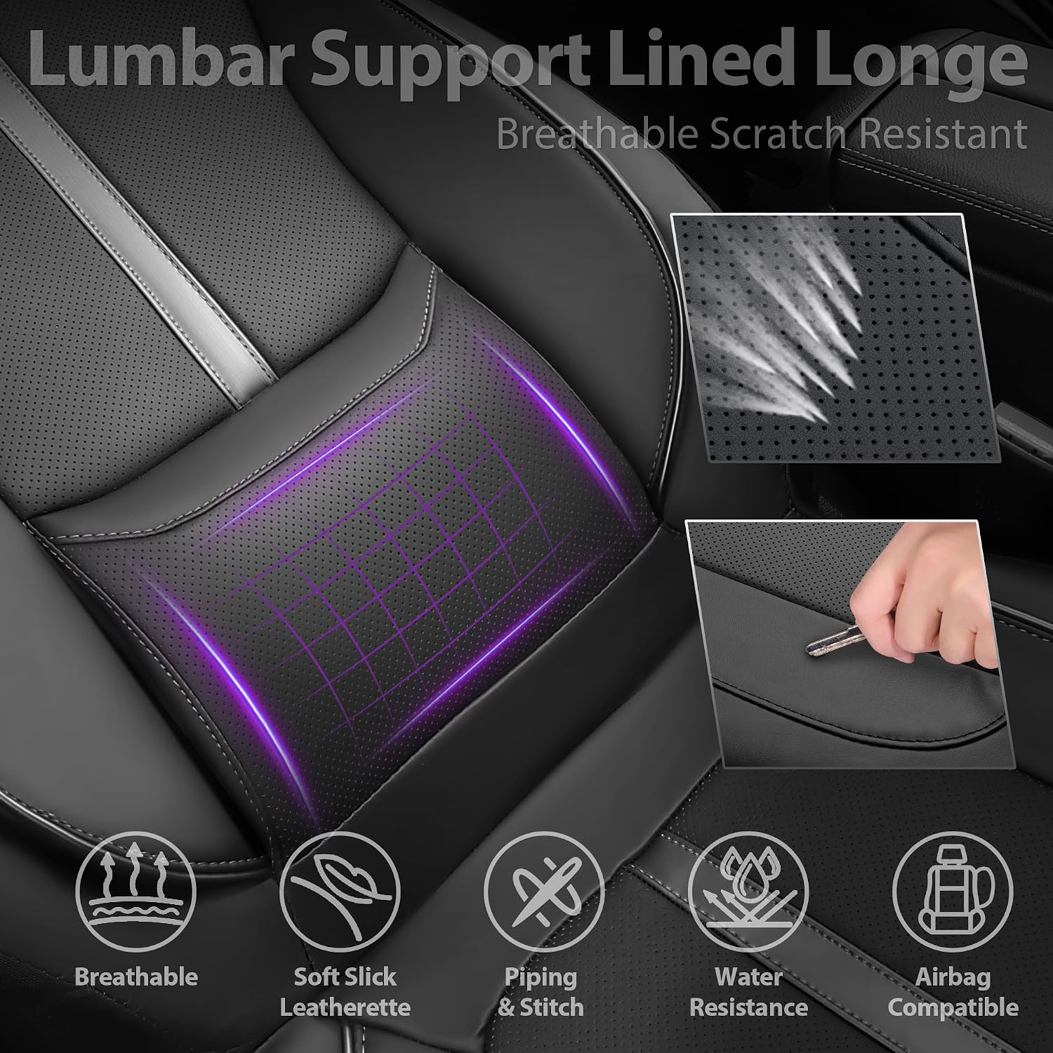 Thumbnail 4 de CAR PASS Nappa Leather Front Seat Covers — Universal 2 pcs
