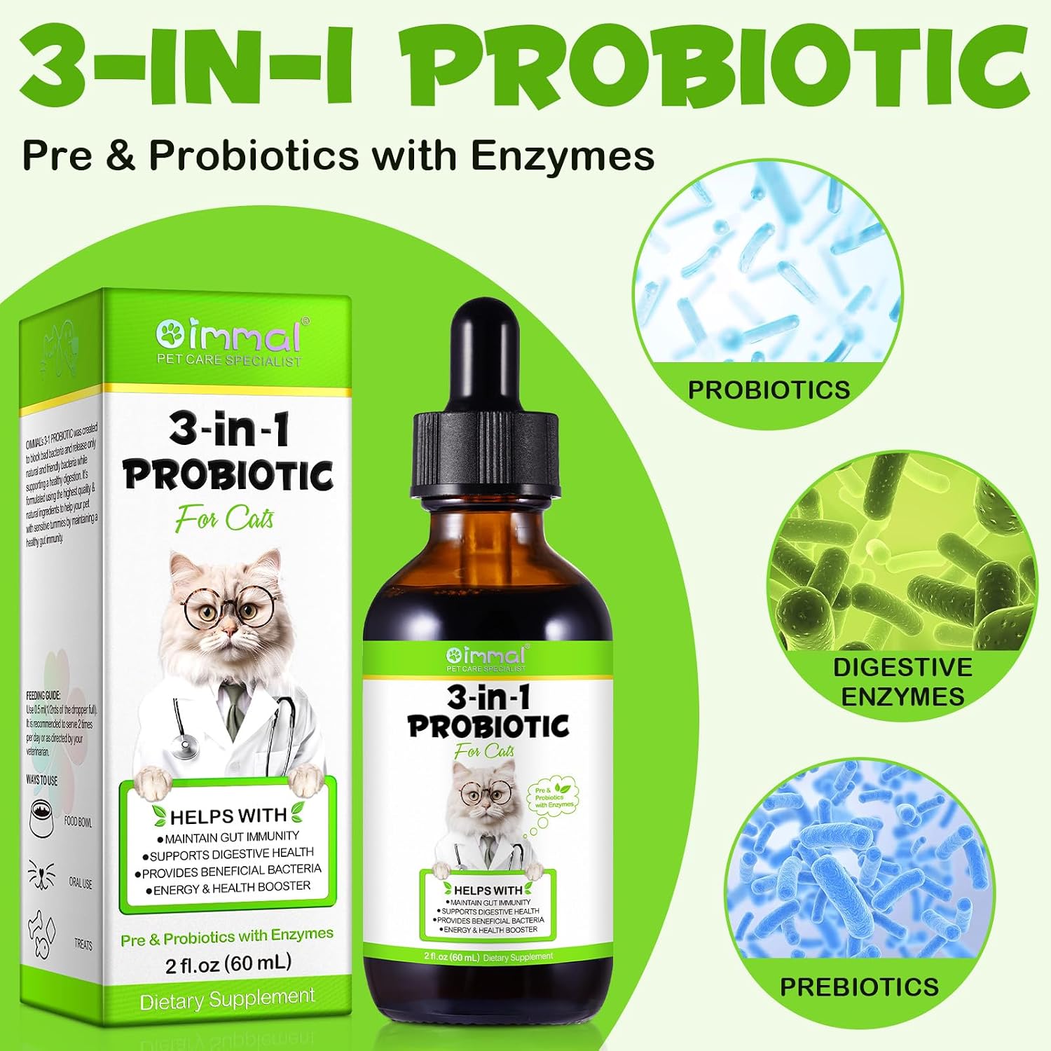 Detalle 2 de Probiotika für Katzen 3-in-1, 6 Mrd. KBE 🐱