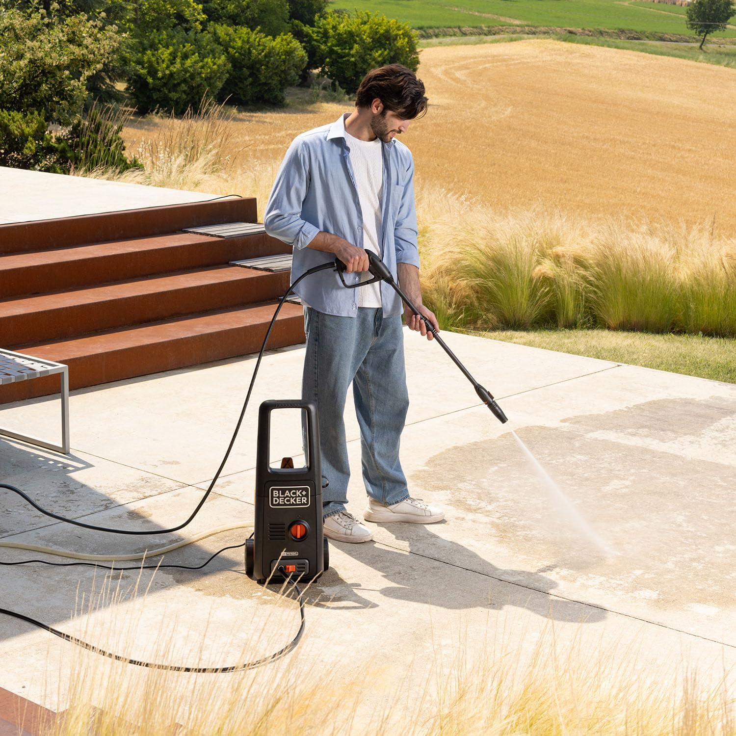 Detalle de BLACK+DECKER BXPW1500PE – myjka wysokociśnieniowa 120 bar, 1500 W, 390 l/h