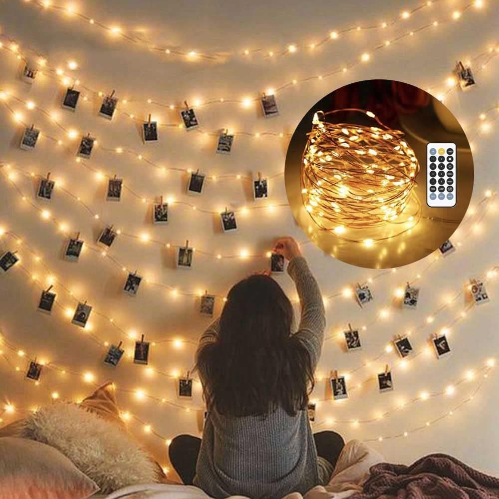 Detalle de FULEN 33ft Fairy Lights, 100 Warm White LEDs, USB Powered
