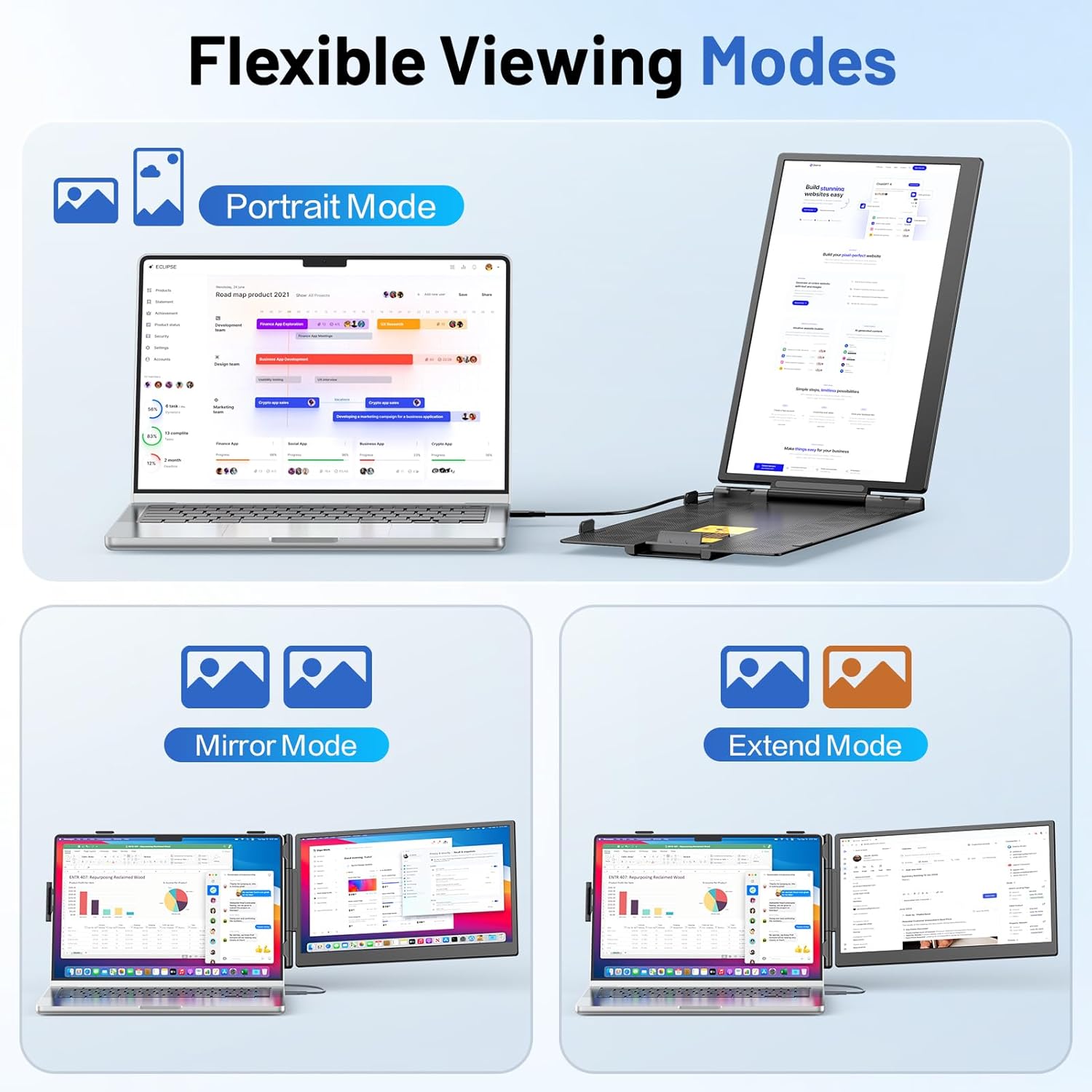 Detalle 2 de Anyking 14” FHD Laptop Screen Extender: Portable Dual Monitor for 13–17.3” Laptops