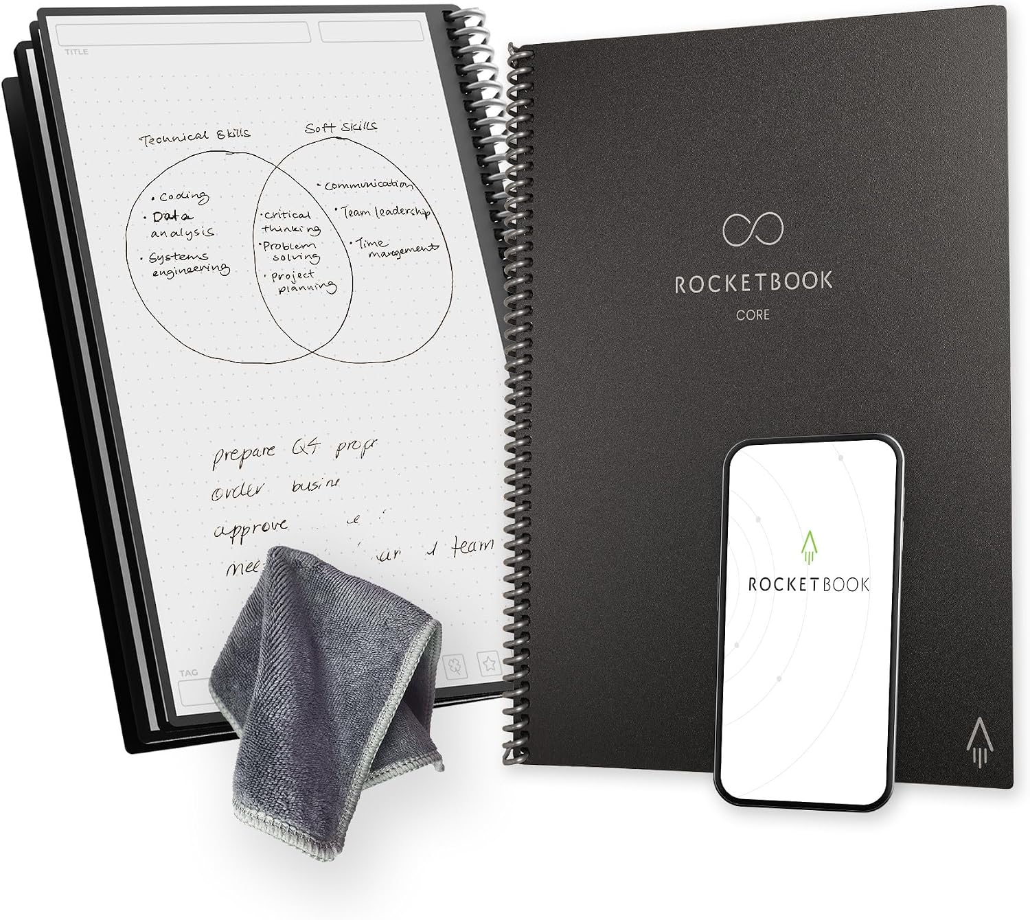 Detalle de Rocketbook Core – wielorazowy notatnik spiralny 21 × 29,7 cm w kropki