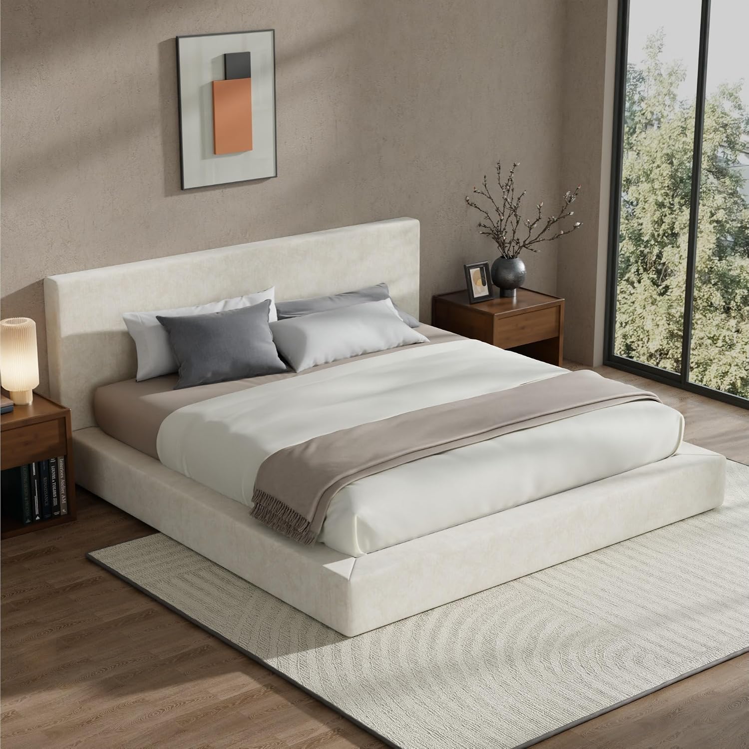 Detalle 2 de RECCI CWC-001 AirFrame King Upholstered Bed Frame with Chenille Headboard
