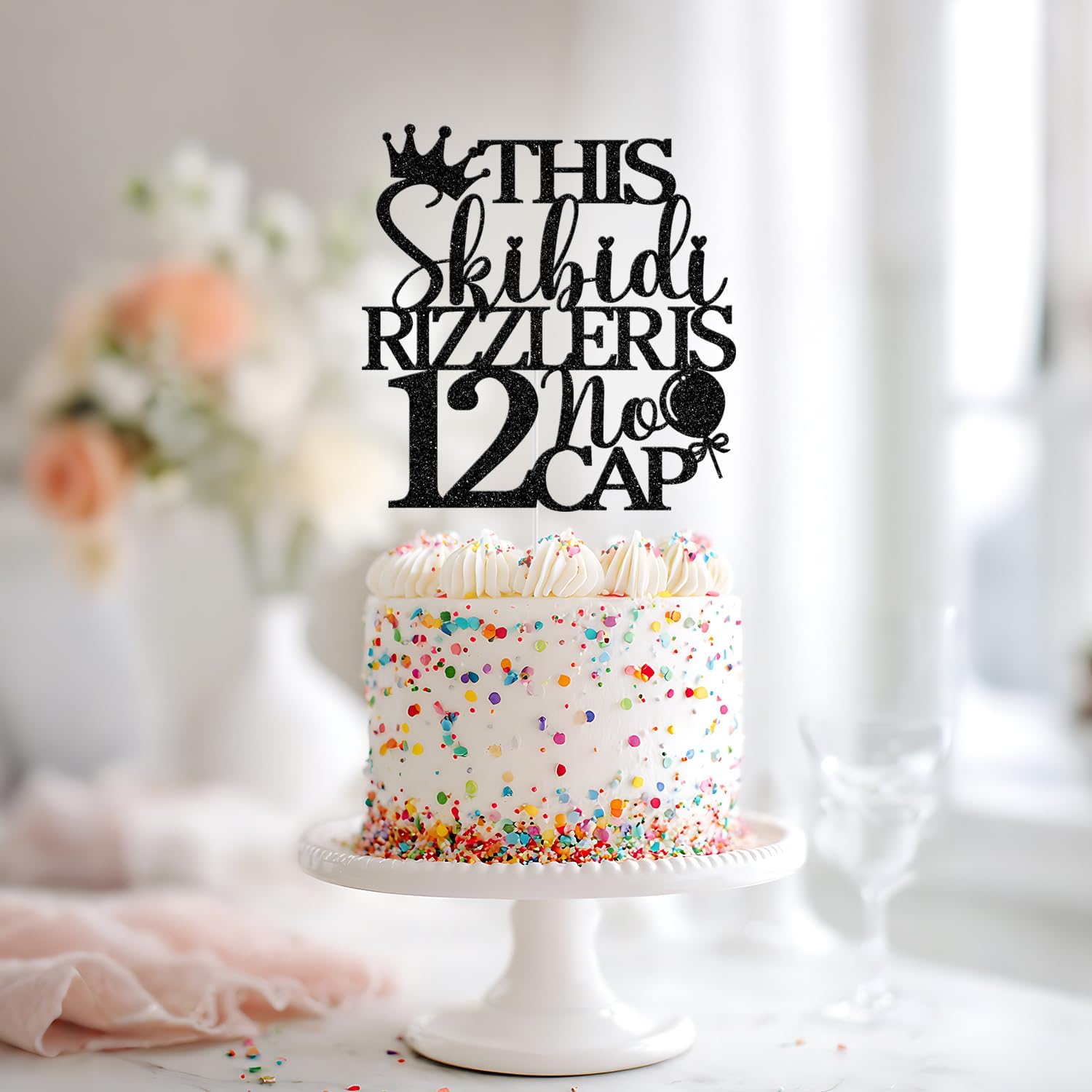 Detalle de 12th Birthday Cake Topper, Black Glitter