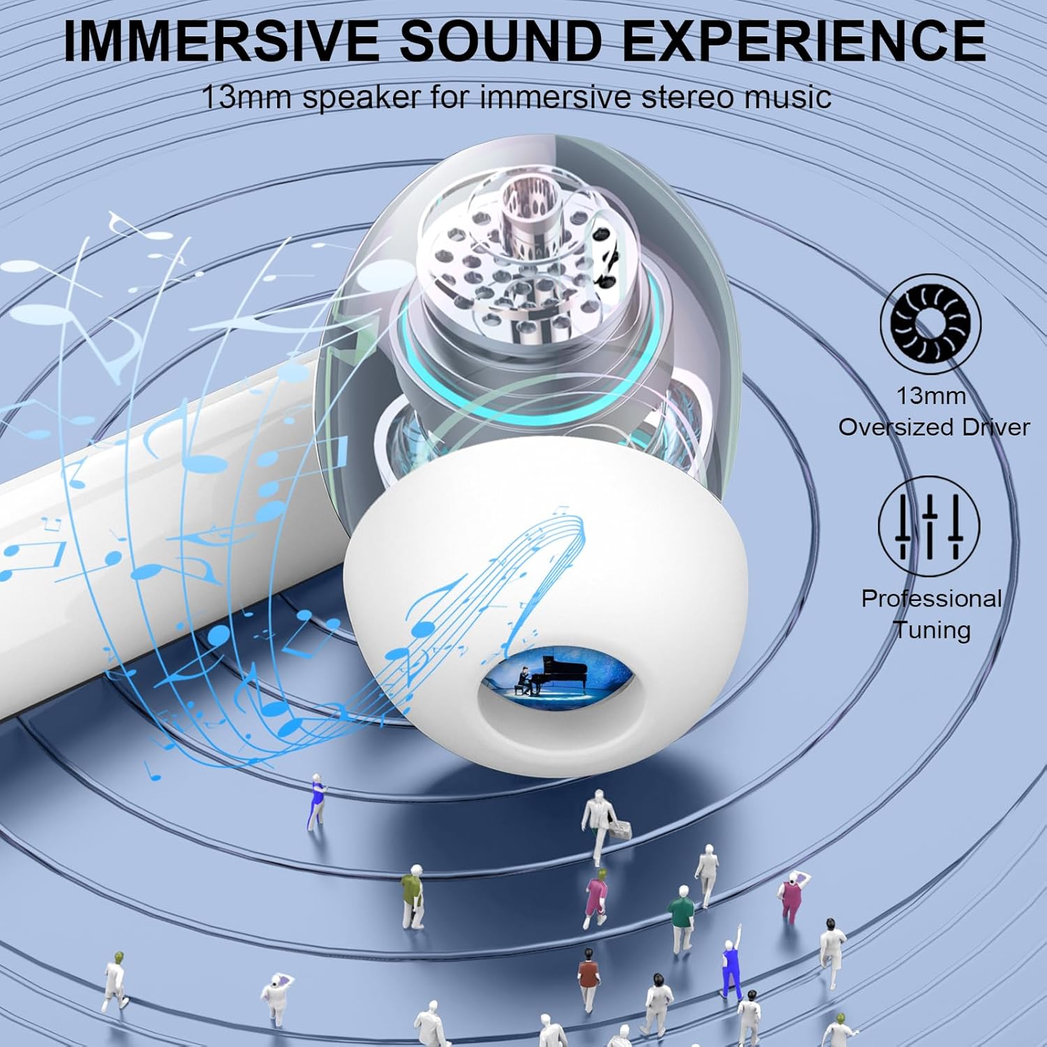 Thumbnail 2 de Wireless Earbuds Bluetooth 5.4 in-ear headphones with 4-mic ENC, deep bass and IP7 waterproof, 48H playtime (USB-C)