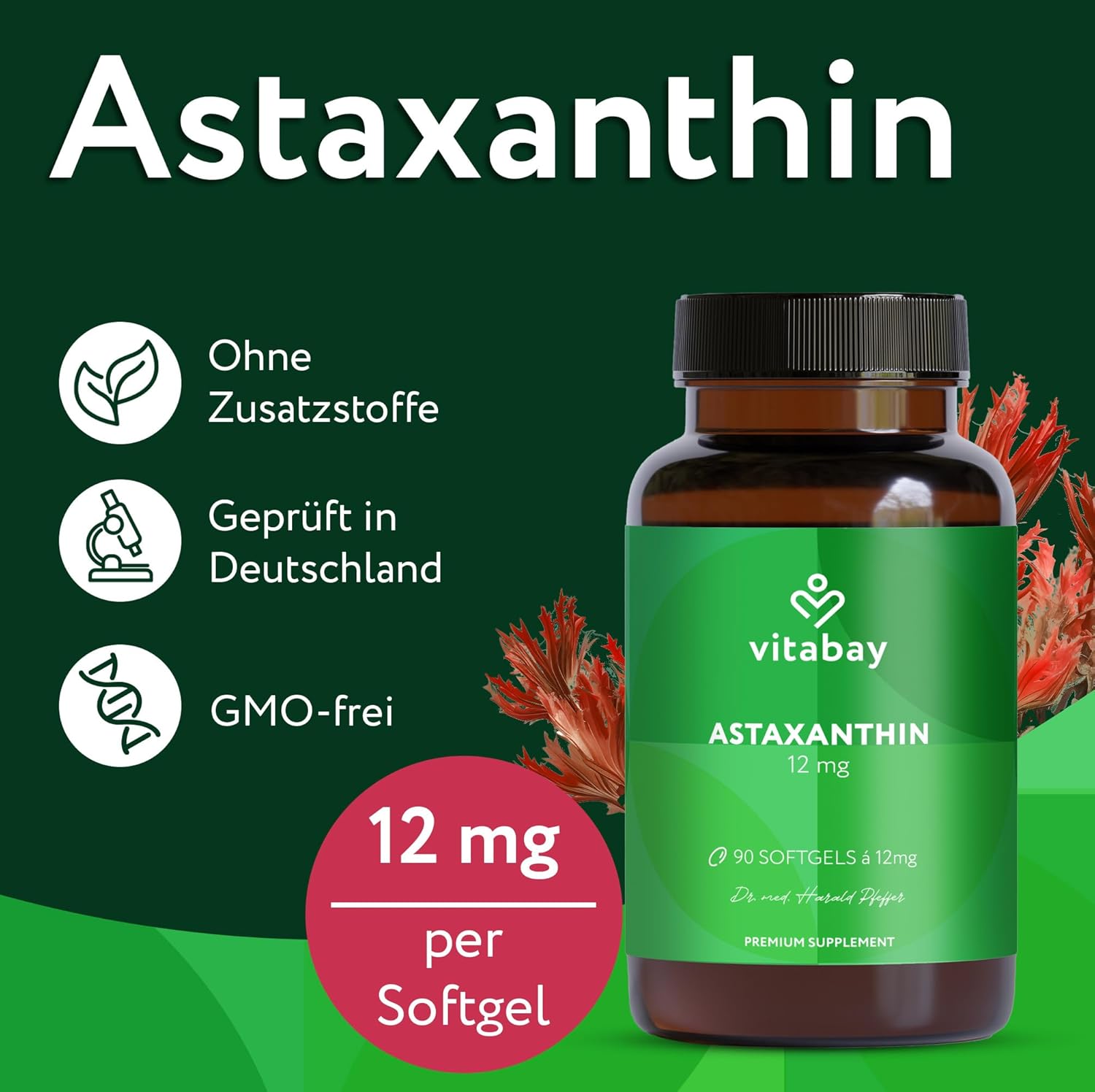 Thumbnail 2 de Vitabay Astaxanthin 12 mg – 90 vegane Softgels ⚙