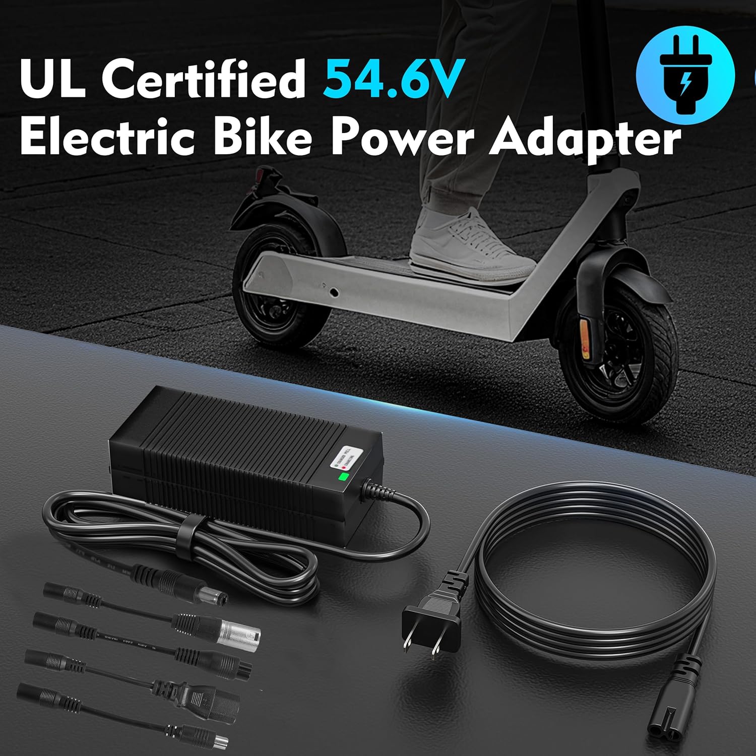 Thumbnail 2 de EVAPLUS 54.6V 1.5A Fast Charger for 48V 13S Li-ion Batteries (5-in-1 Plugs)