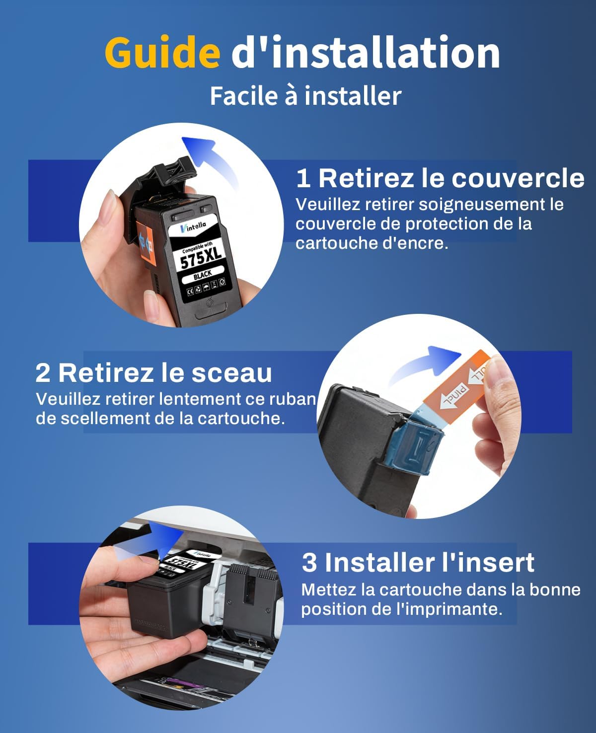 Thumbnail 4 de Cartouches d'encre Vintella PG-575XL / CL-576XL pour Canon PIXMA (575/576 XL) – Noir et Couleur