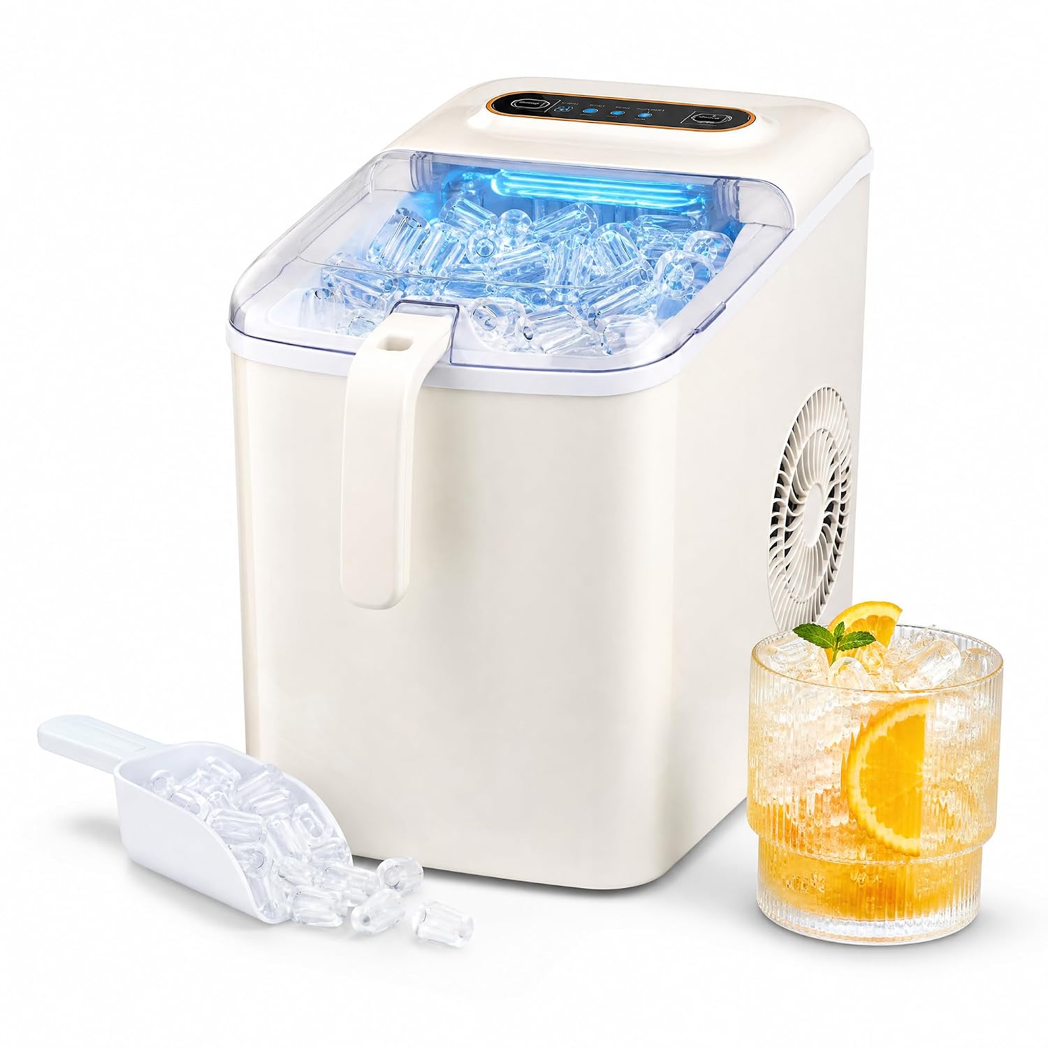 Detalle de Borcolo BO-FZB-12X9C Countertop Ice Maker, 2 Bullet Sizes, 9 Cubes in 6 Minutes