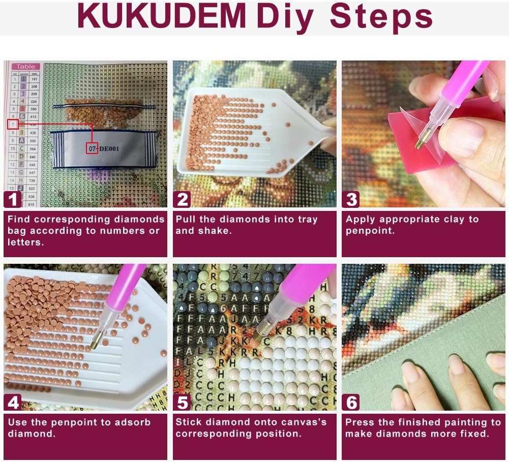 Detalle 2 de KUKUDEM Cat Diamond Painting Kit, 12x12-inch