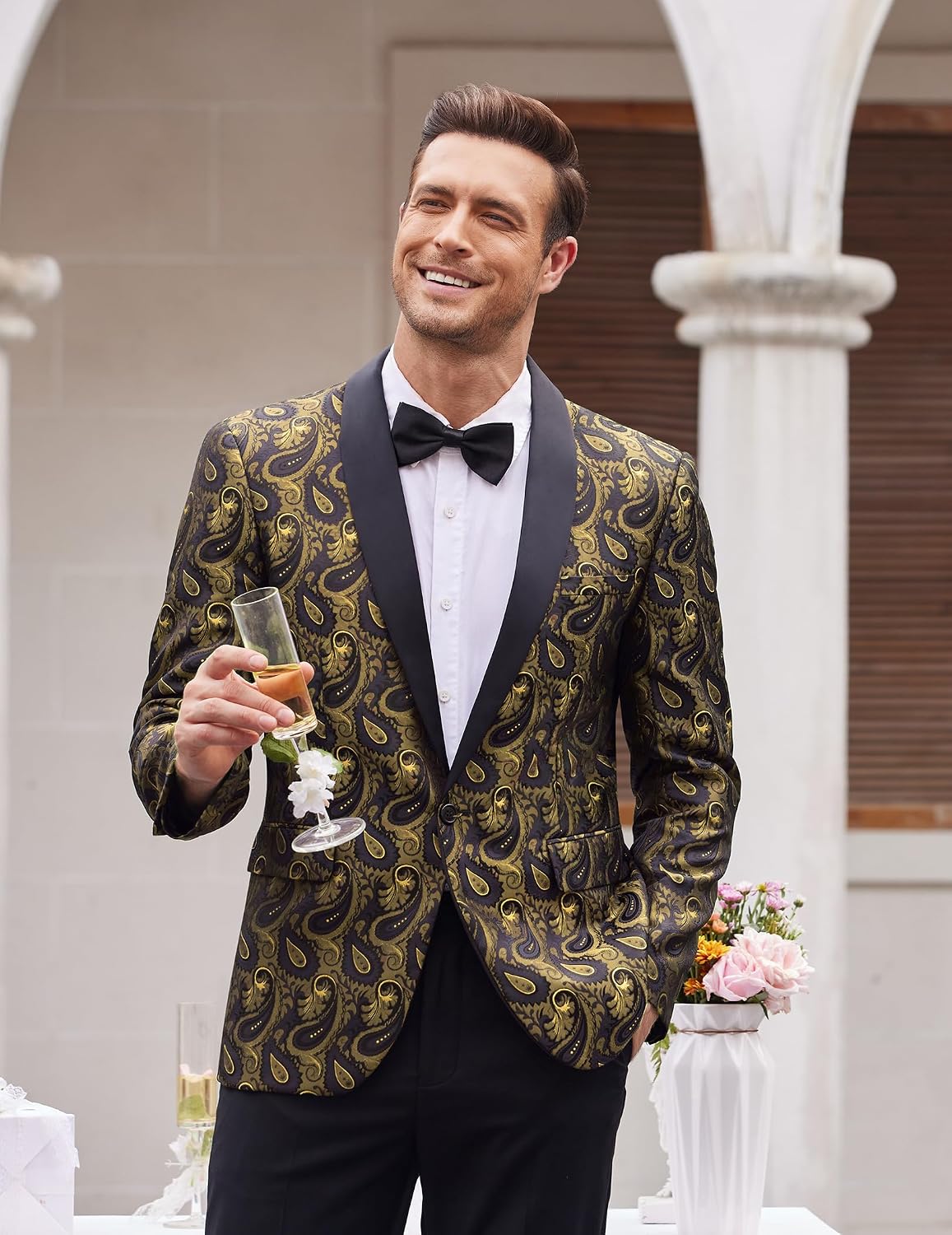 Detalle 2 de COOFANDY Floral Tuxedo Jacket 1️⃣