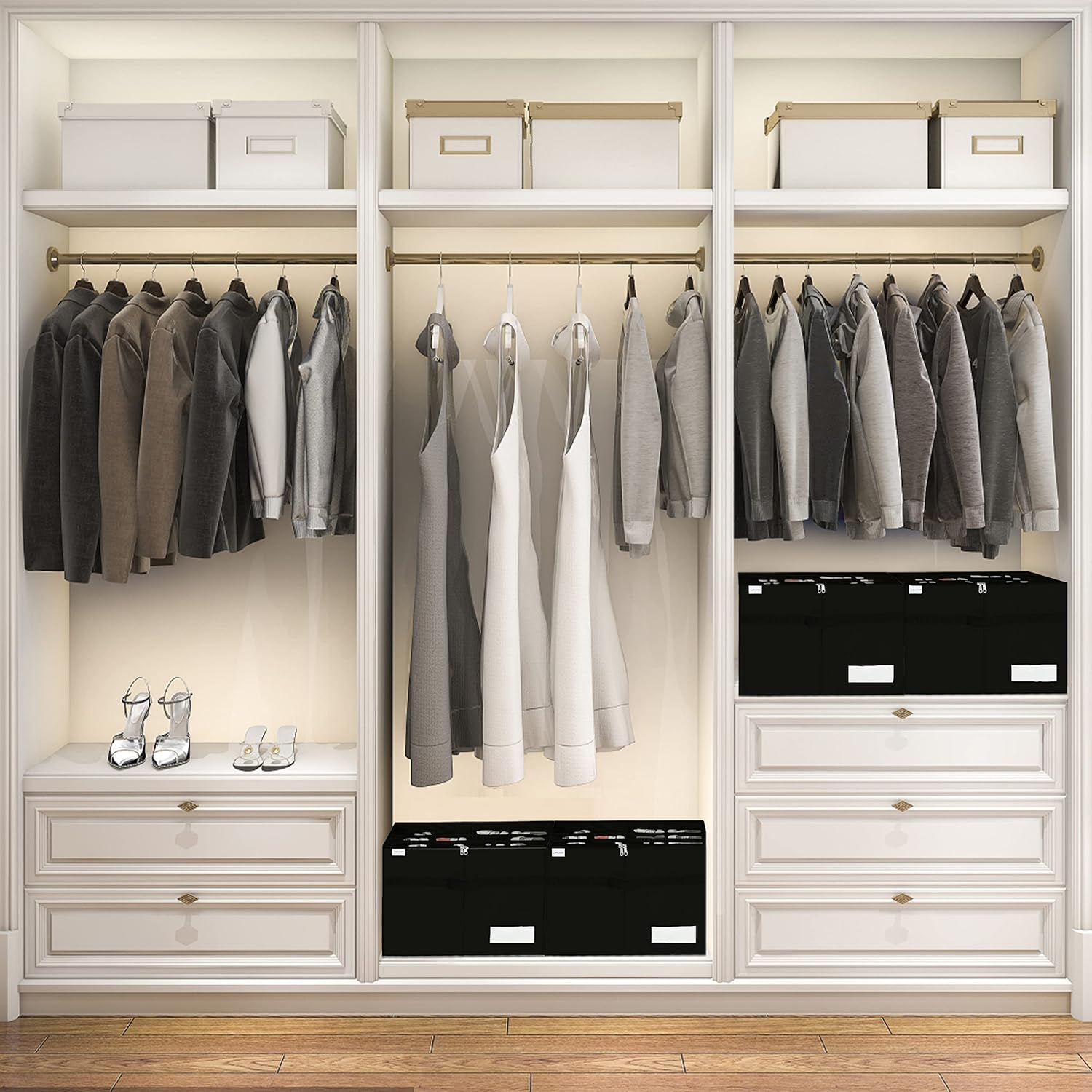Detalle 2 de LUVHOMEE Shoe Organiser for Closet – Fits 16 Pairs, Large Clear Foldable Storage Bins
