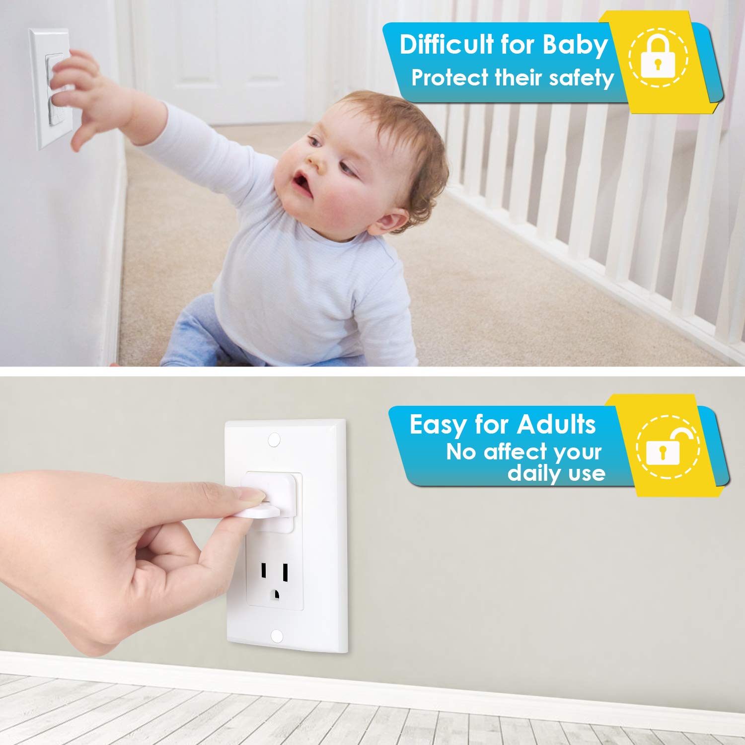 Thumbnail 1 de Babepai 38-Pack White Child Safety Outlet Covers