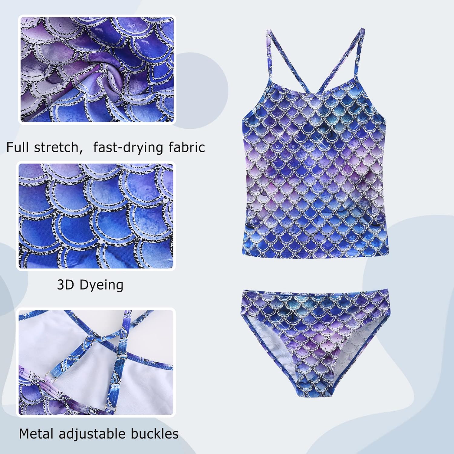 Detalle de Girls 2 Piece Tankini Swimwear for 5–16 Years – Hawaiian Style Two-Piece Swimsuit